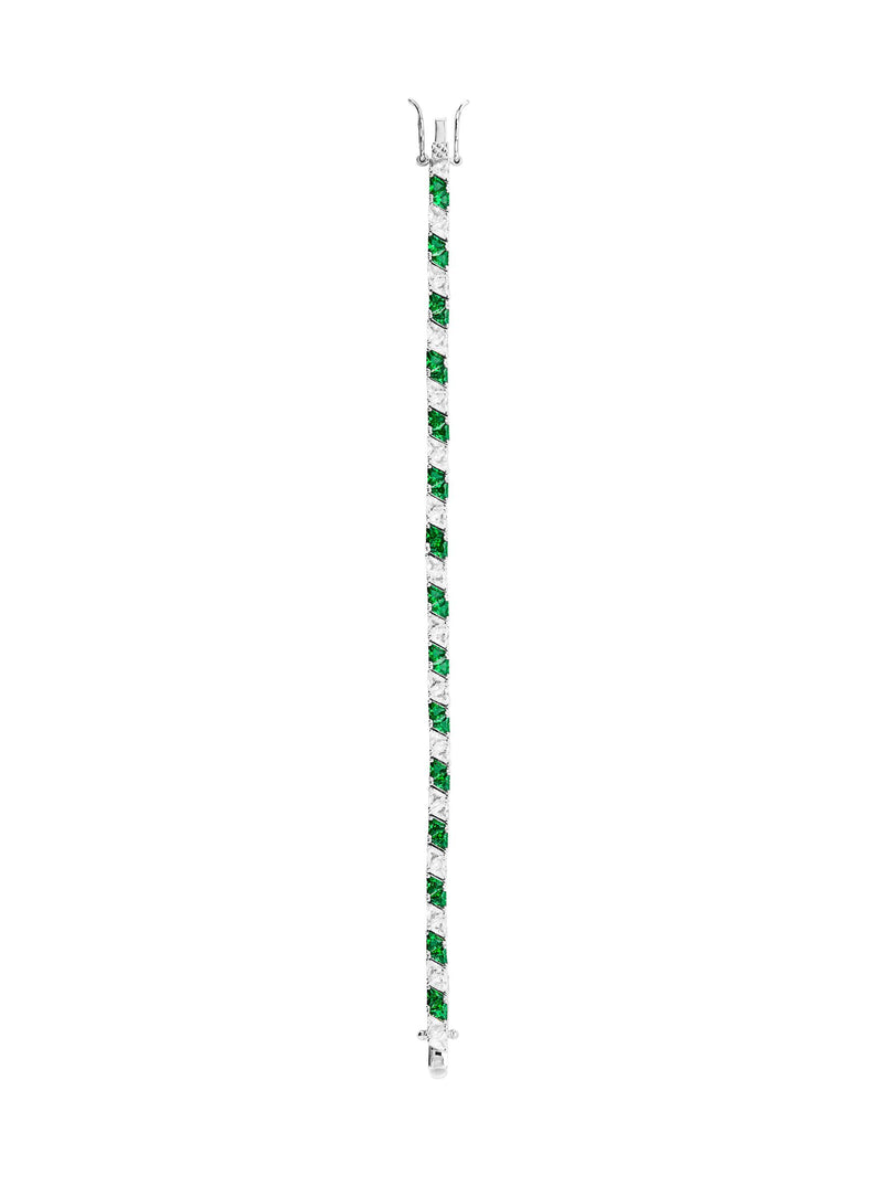 PETITE THEODORA, NANO CRYSTAL EMERALD SILVER BRACELET