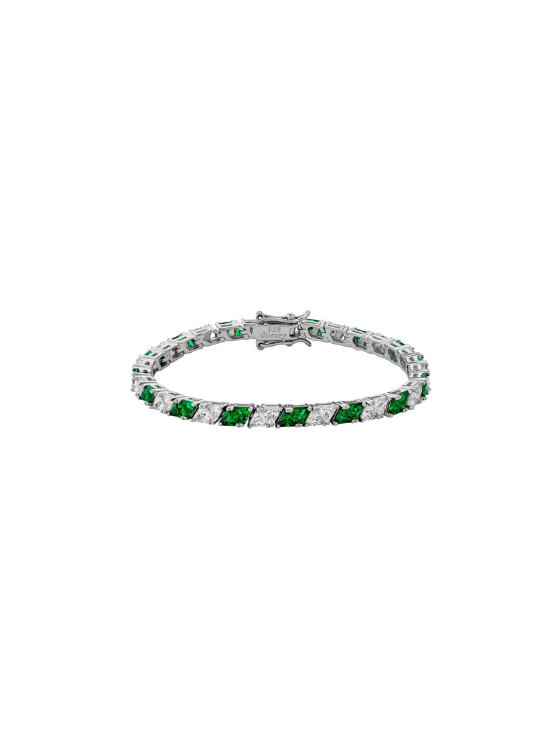 PETITE THEODORA, NANO CRYSTAL EMERALD SILVER BRACELET