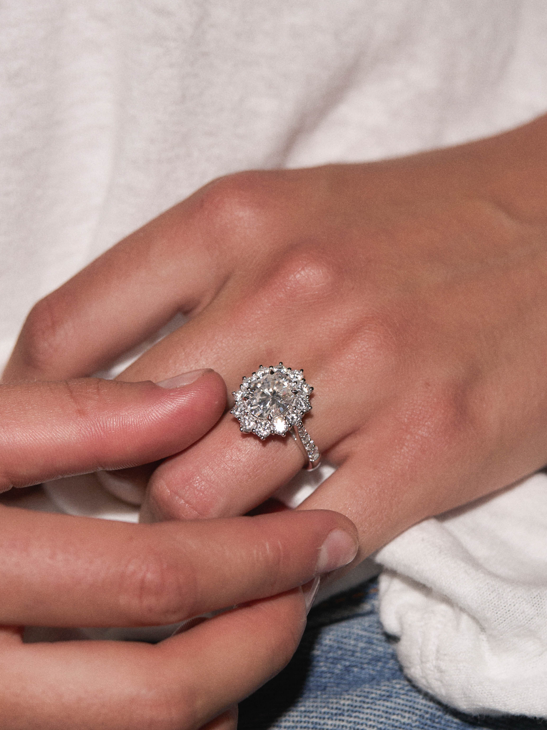 PETITE SPENCER RING IN MOISSANITE, GOLD VERMEIL