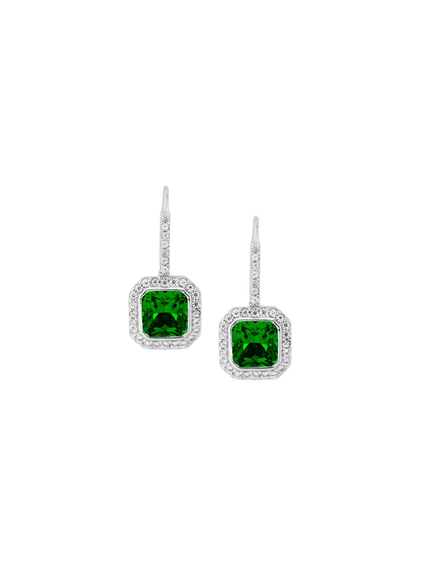 PHILIPPA, LAB NANO CRYSTAL EMERALD EARRINGS
