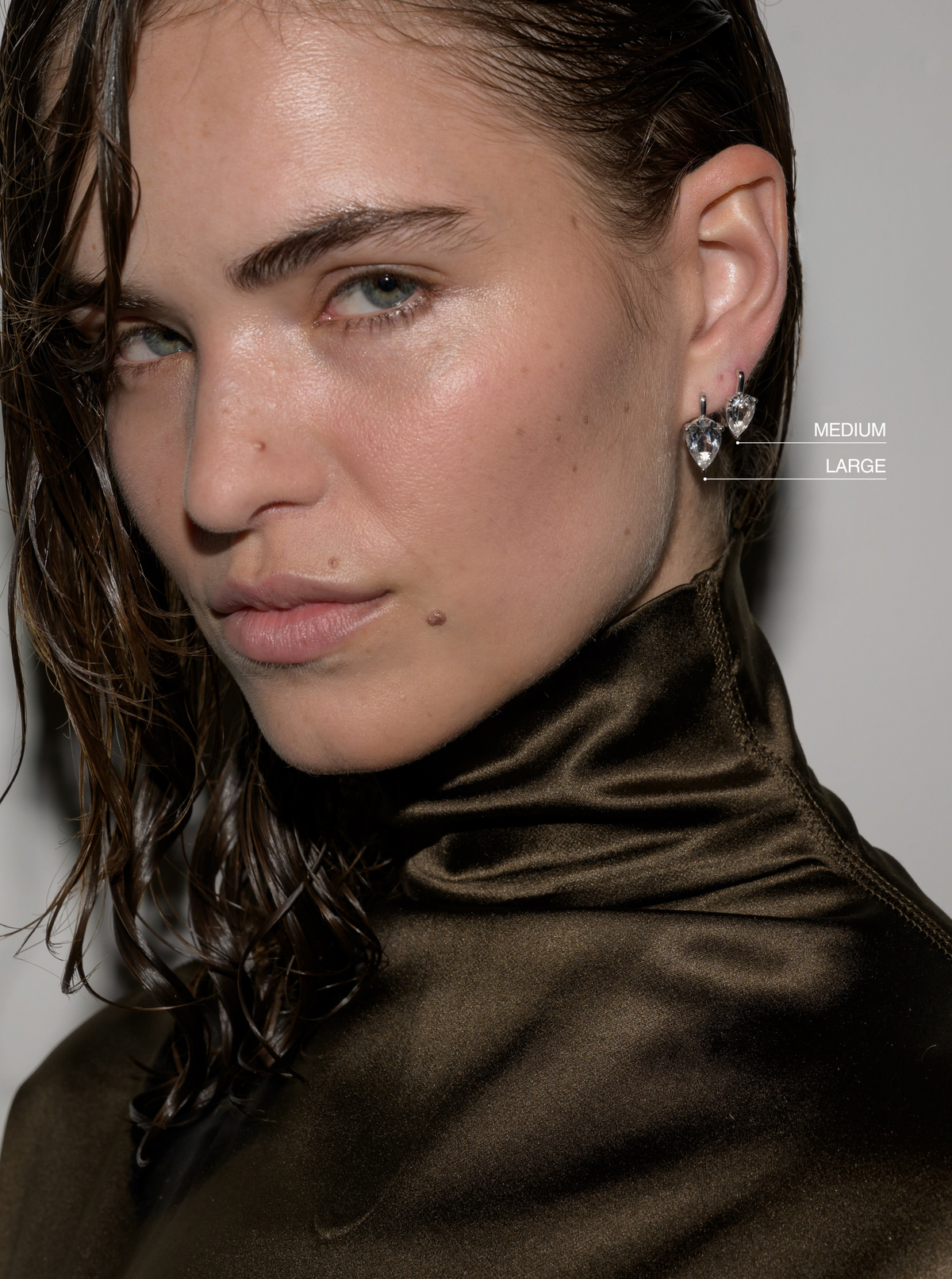 PORTER PEAR CUT LAB WHITE DROP EARRINGS, SILVER