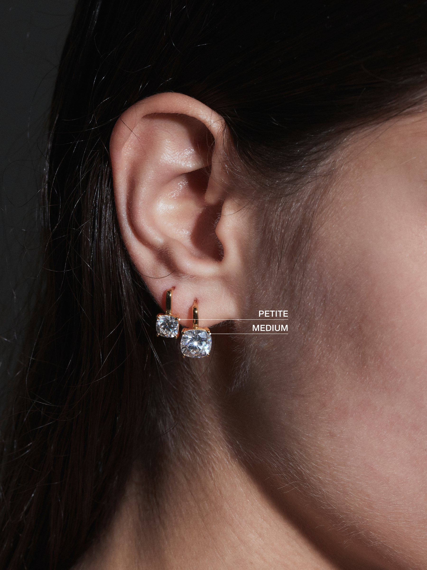 PORTER CUSHION-CUT EARRINGS IN MOISSANITE, 18K GOLD VERMEIL