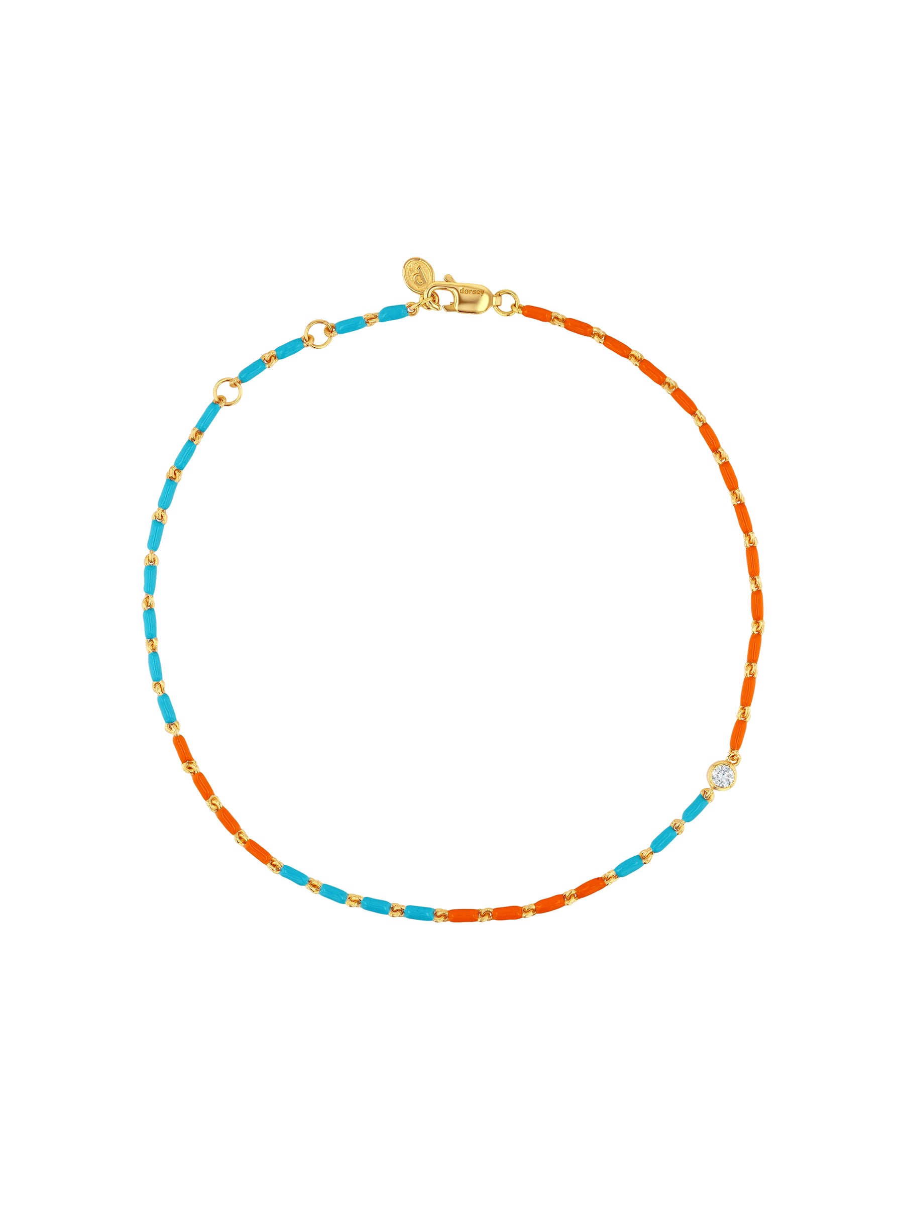ENAMEL MOISSANITE ANKLET IN ANTIBES, 18K GOLD VERMEIL