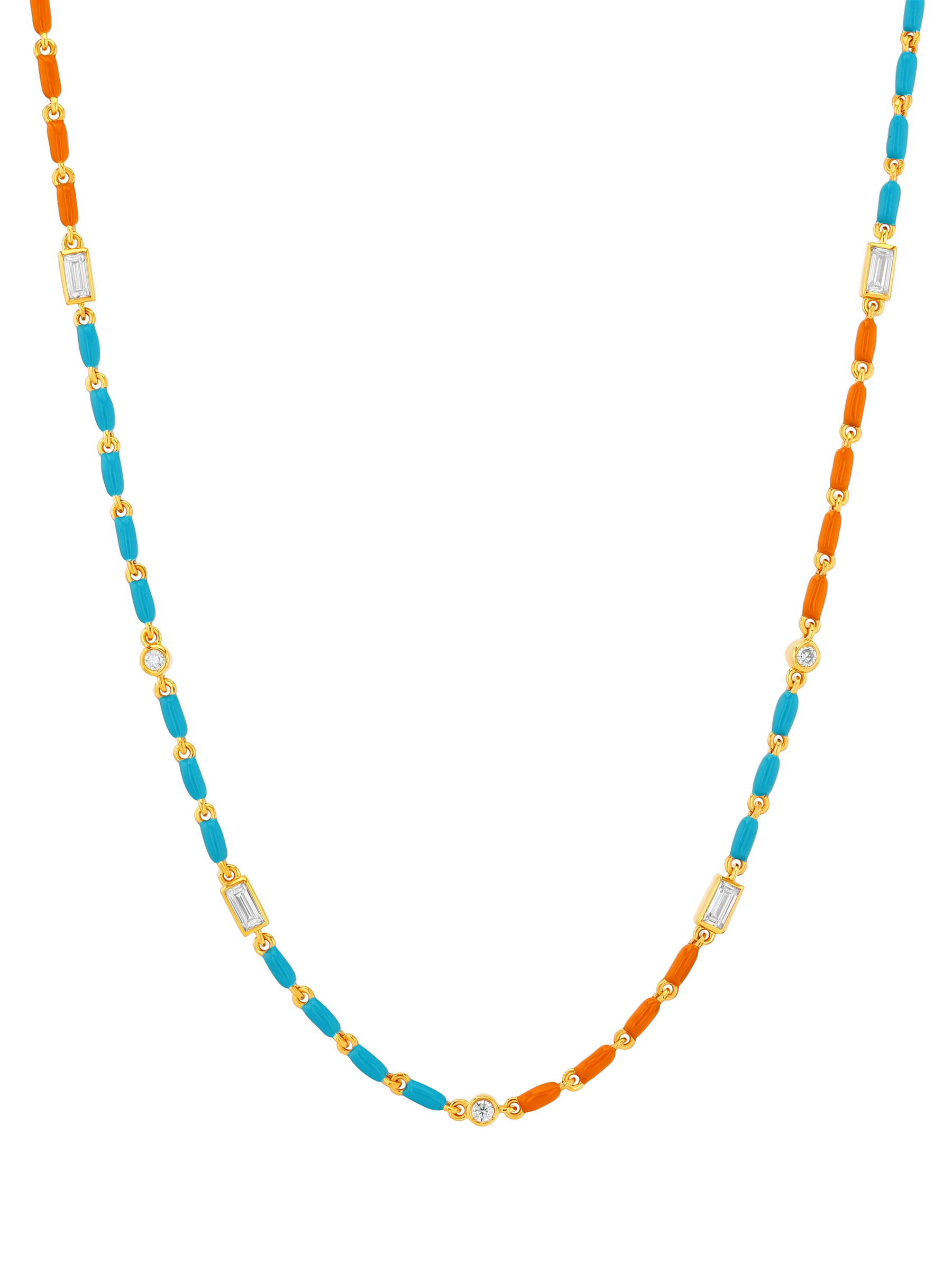 ENAMEL MOISSANITE NECKLACE IN ANTIBES, 18K GOLD VERMEIL