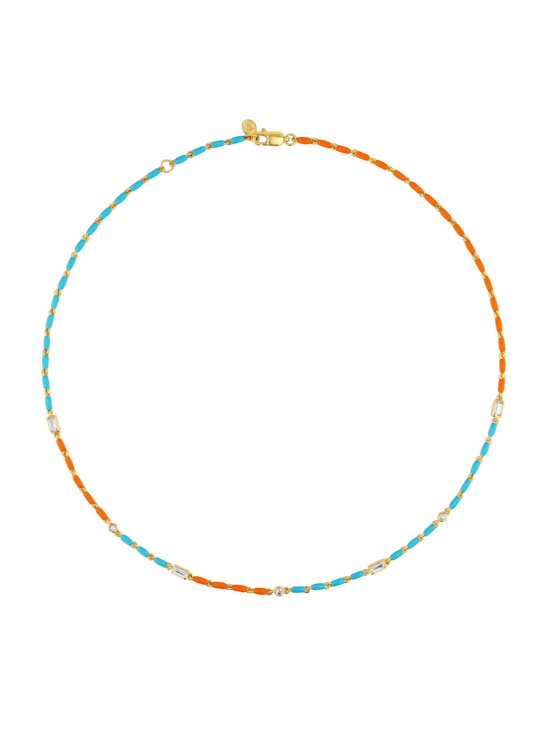 ENAMEL MOISSANITE NECKLACE IN ANTIBES, 18K GOLD VERMEIL
