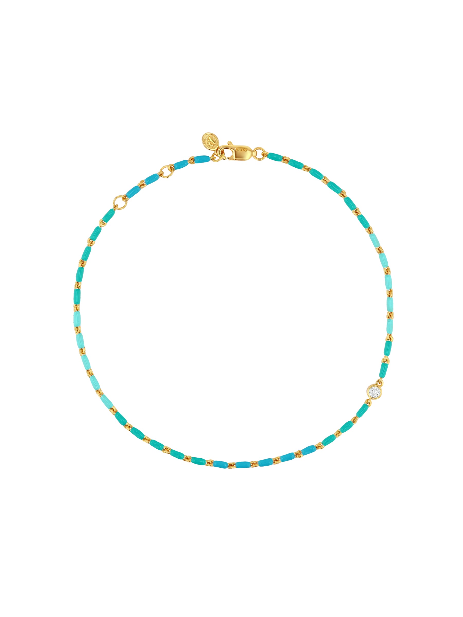 ENAMEL MOISSANITE ANKLET IN AZUR, 18K GOLD VERMEIL