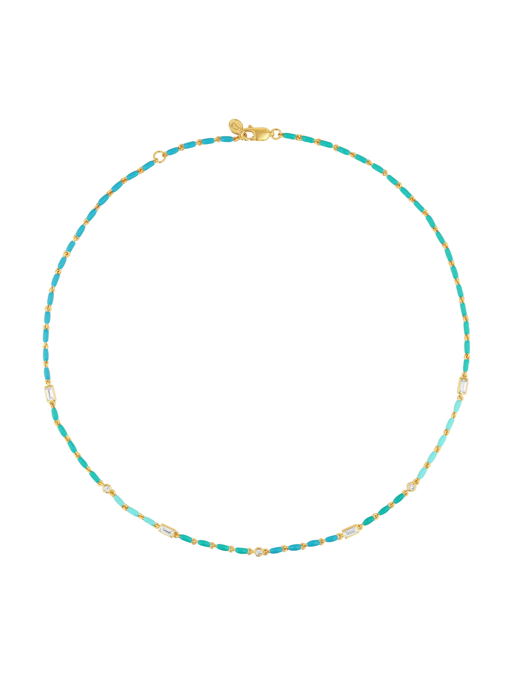 ENAMEL MOISSANITE NECKLACE IN AZUR, 18K GOLD VERMEIL