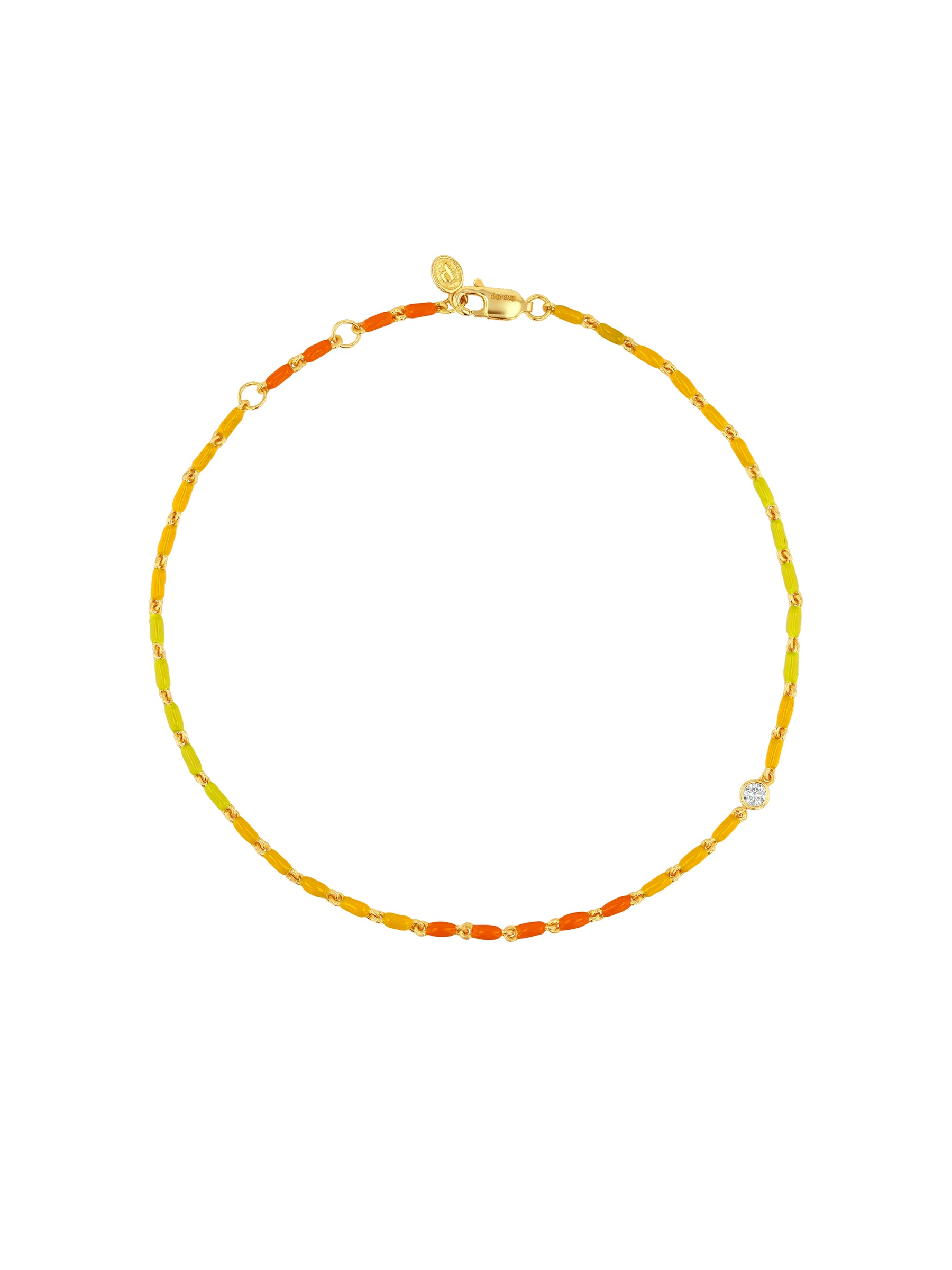 ENAMEL MOISSANITE ANKLET IN CASSIS, 18K GOLD VERMEIL