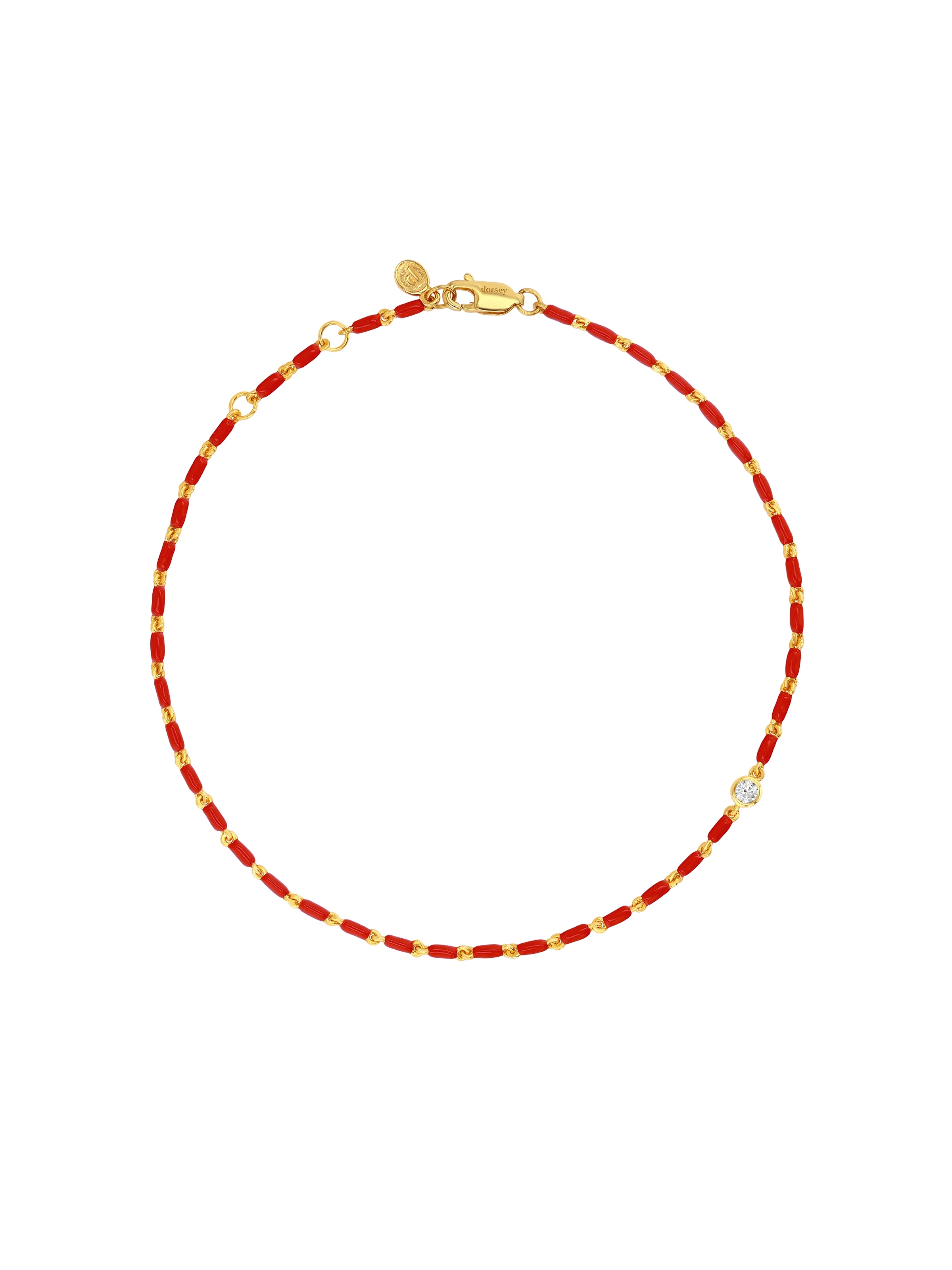ENAMEL AND MOISSANITE ANKLET IN CERISE