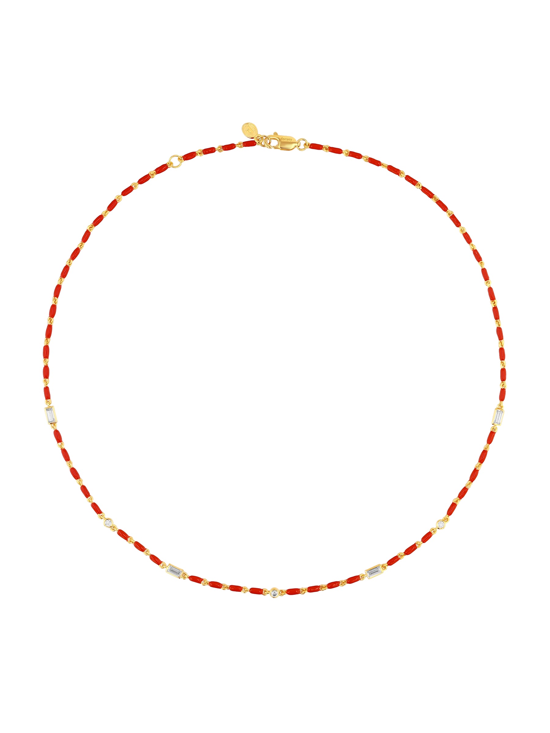 ENAMEL MOISSANITE NECKLACE IN CERISE, 18K GOLD VERMEIL