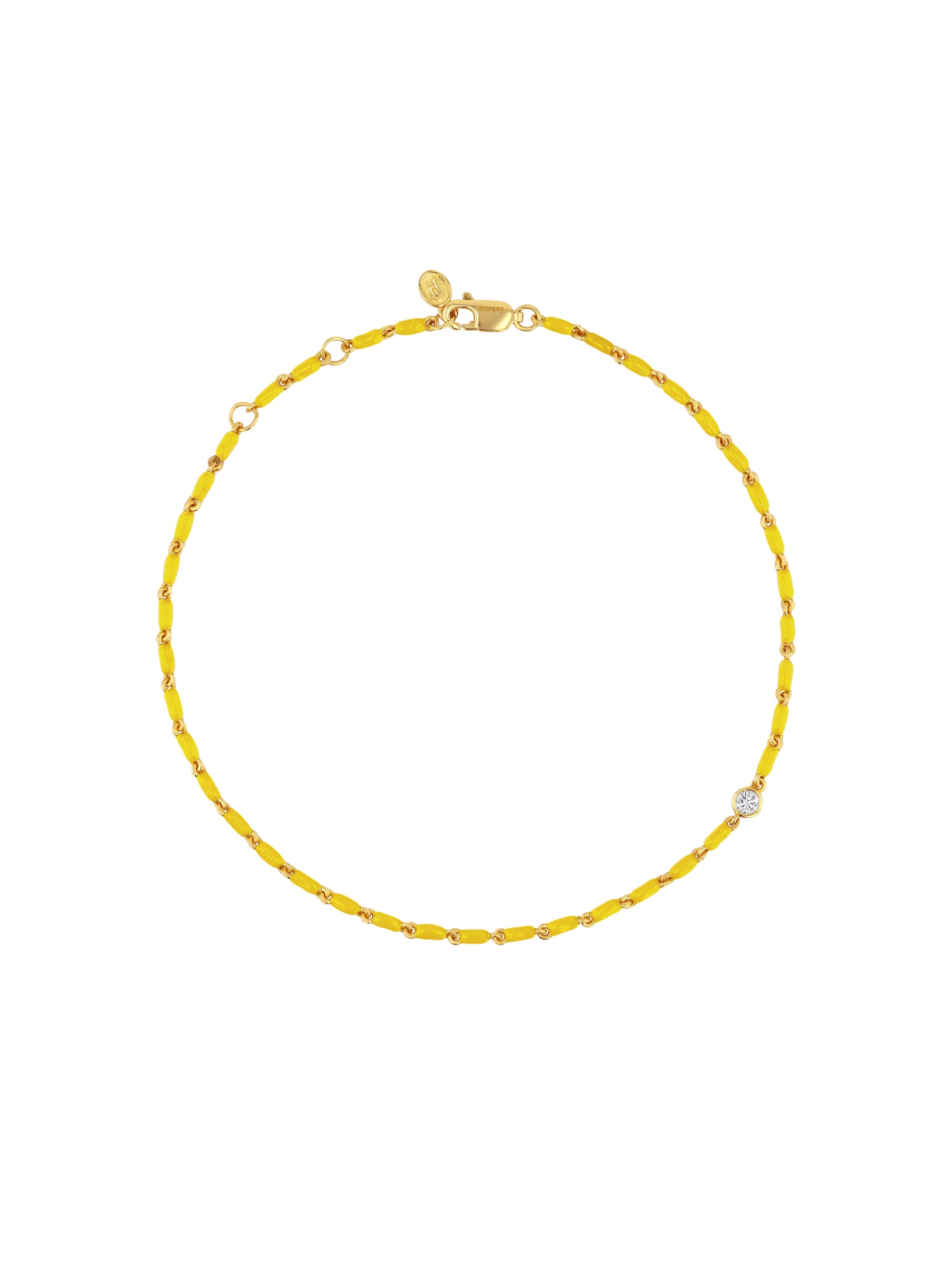 ENAMEL MOISSANITE ANKLET IN CITRON, 18K GOLD VERMEIL