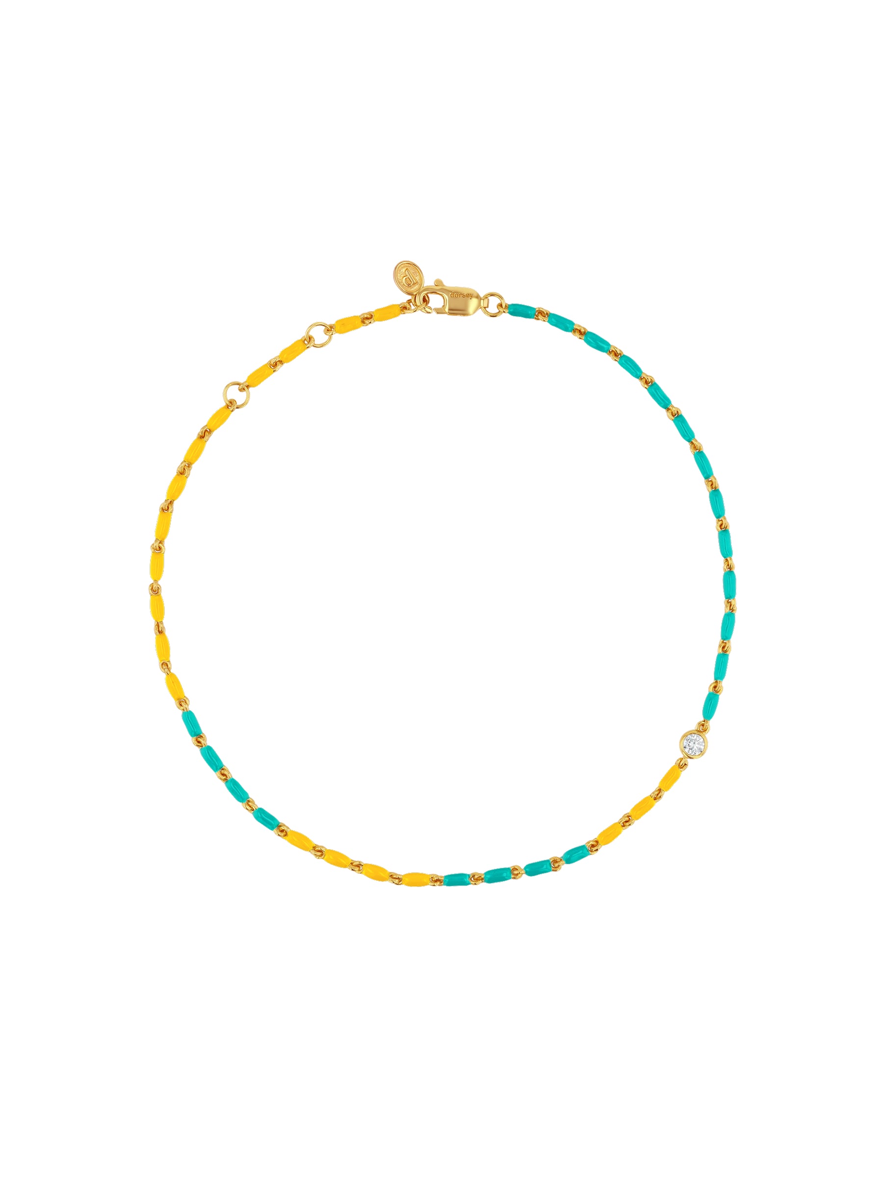 ENAMEL MOISSANITE ANKLET IN ÉTÉ, 18K GOLD VERMEIL