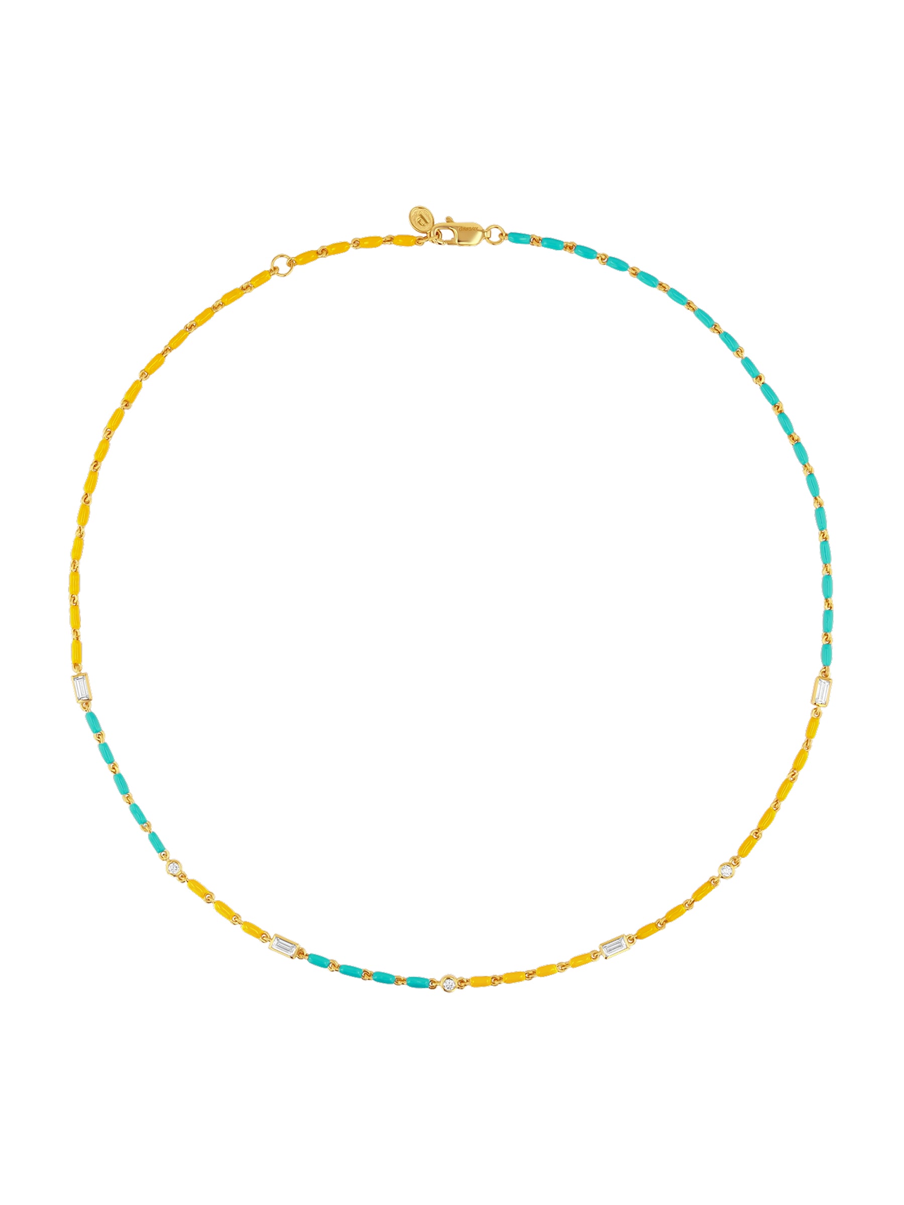 ENAMEL MOISSANITE NECKLACE IN ÉTÉ, 18K GOLD VERMEIL