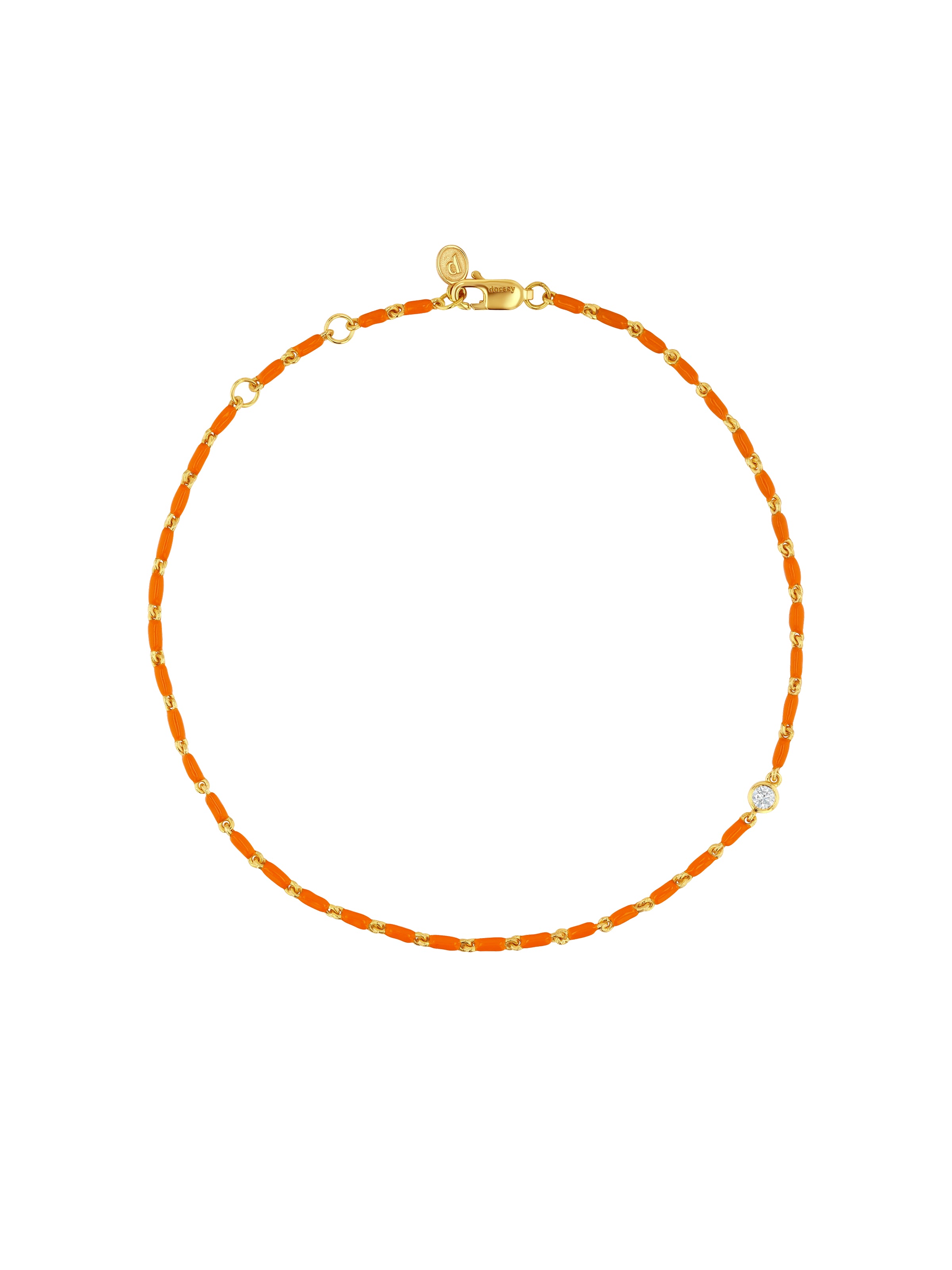 ENAMEL AND MOISSANITE ANKLET IN MANDARINE