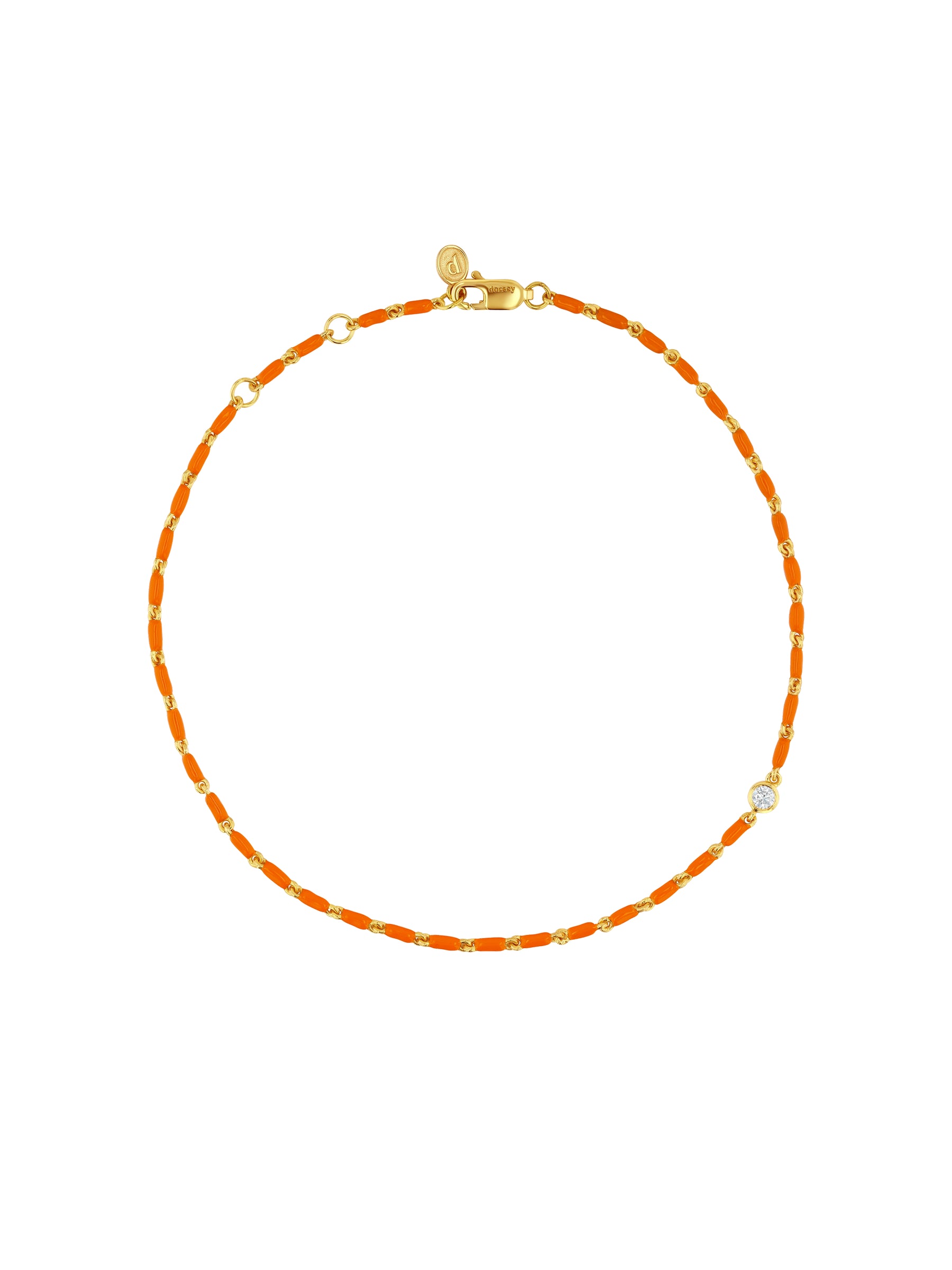 ENAMEL MOISSANITE ANKLET IN MANDARINE, 18K GOLD VERMEIL