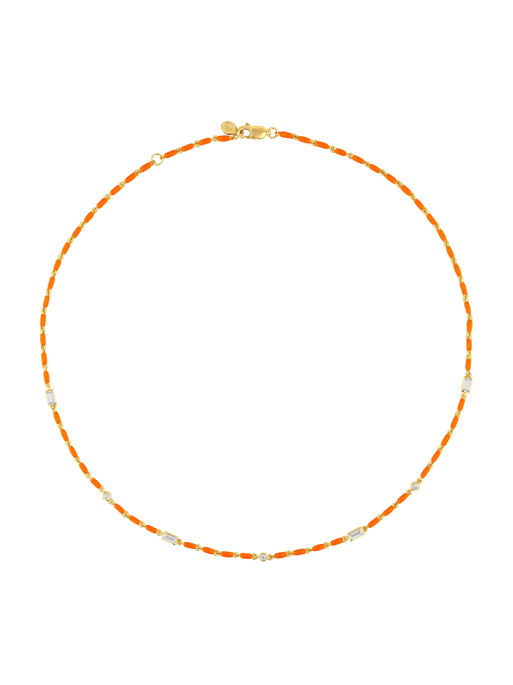 ENAMEL MOISSANITE NECKLACE IN MANDARINE, 18K GOLD VERMEIL
