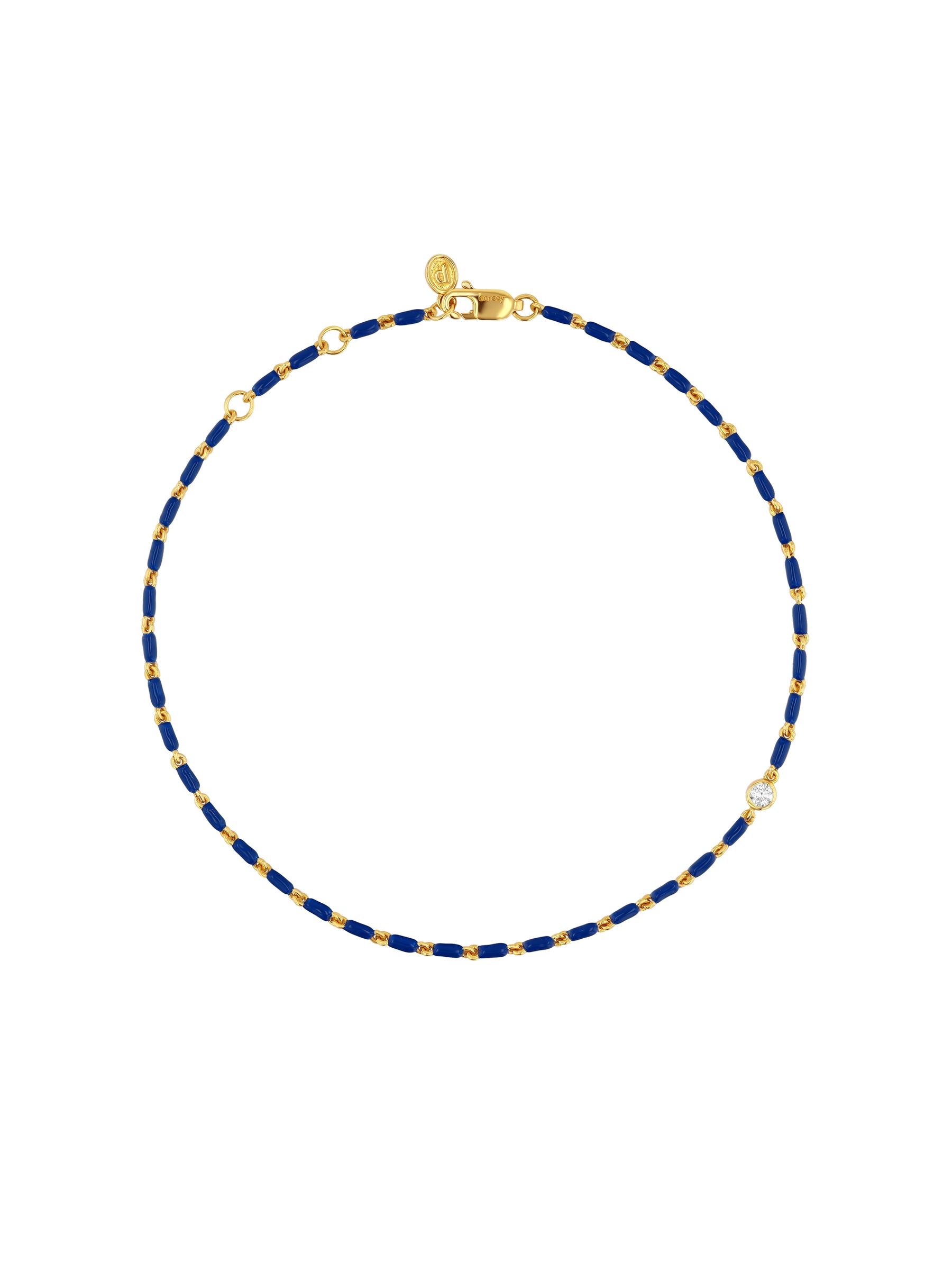 ENAMEL MOISSANITE ANKLET IN MER, 18K GOLD VERMEIL