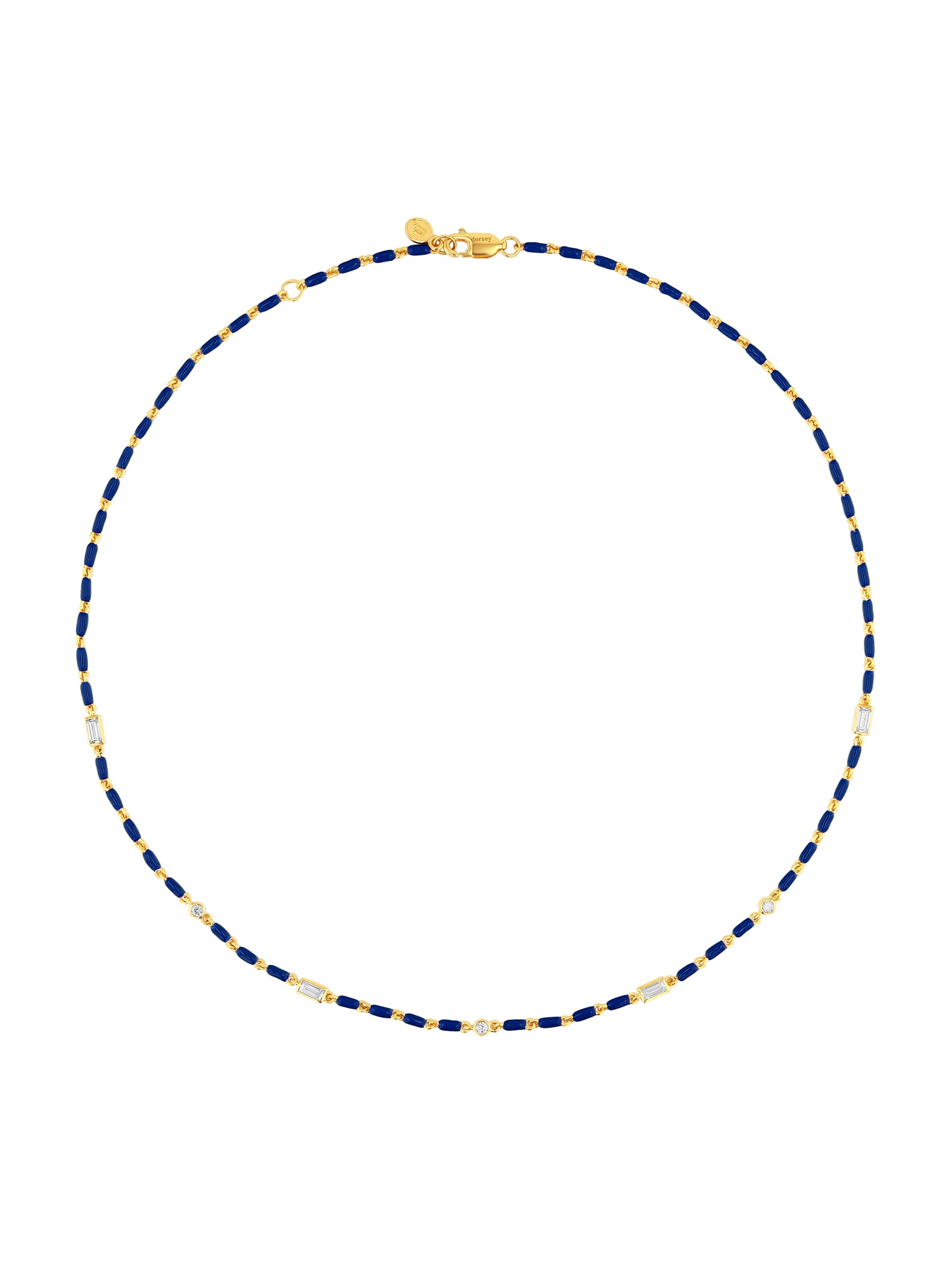 ENAMEL MOISSANITE NECKLACE IN MER, 18K GOLD VERMEIL