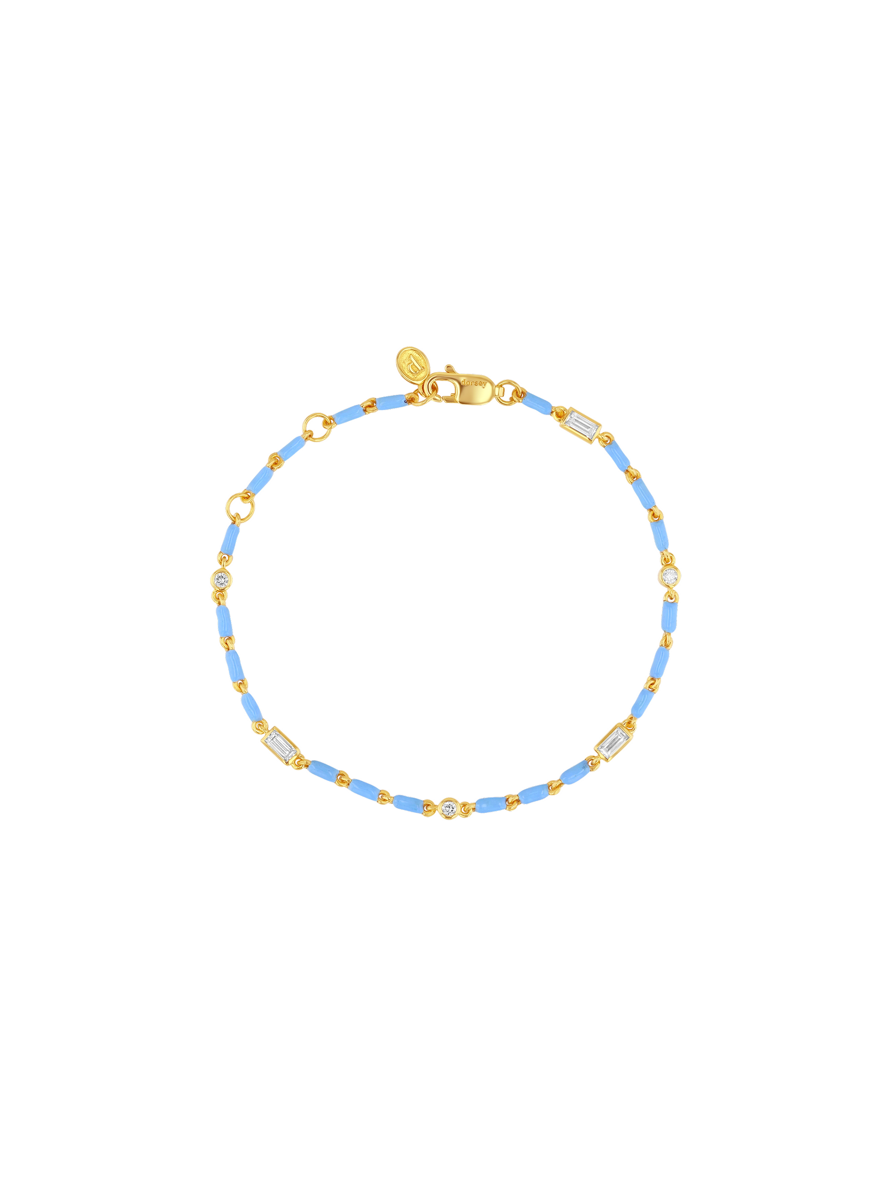 ENAMEL MOISSANITE BRACELET IN BLEUET, 18K GOLD VERMEIL