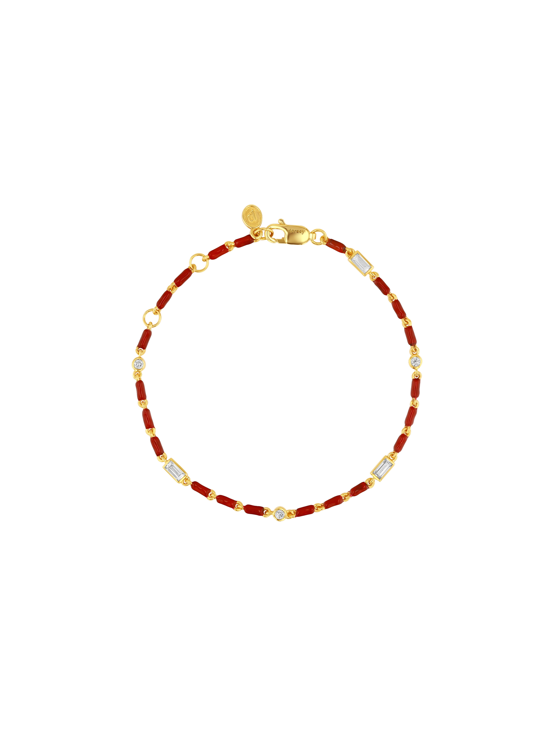 ENAMEL MOISSANITE BRACELET IN BORDEAUX, 18K GOLD VERMEIL