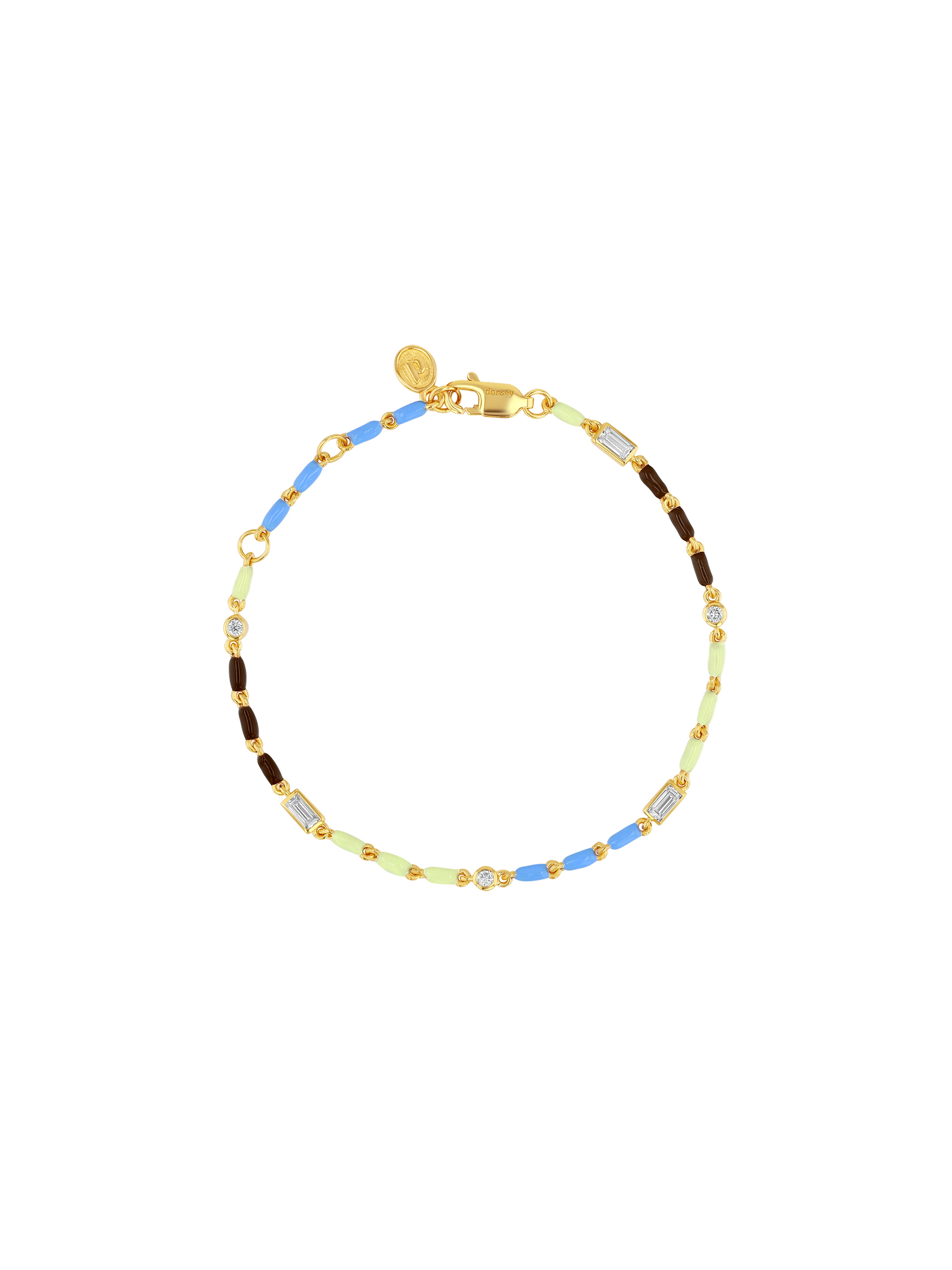 ENAMEL MOISSANITE BRACELET IN LUNE, 18K GOLD VERMEIL