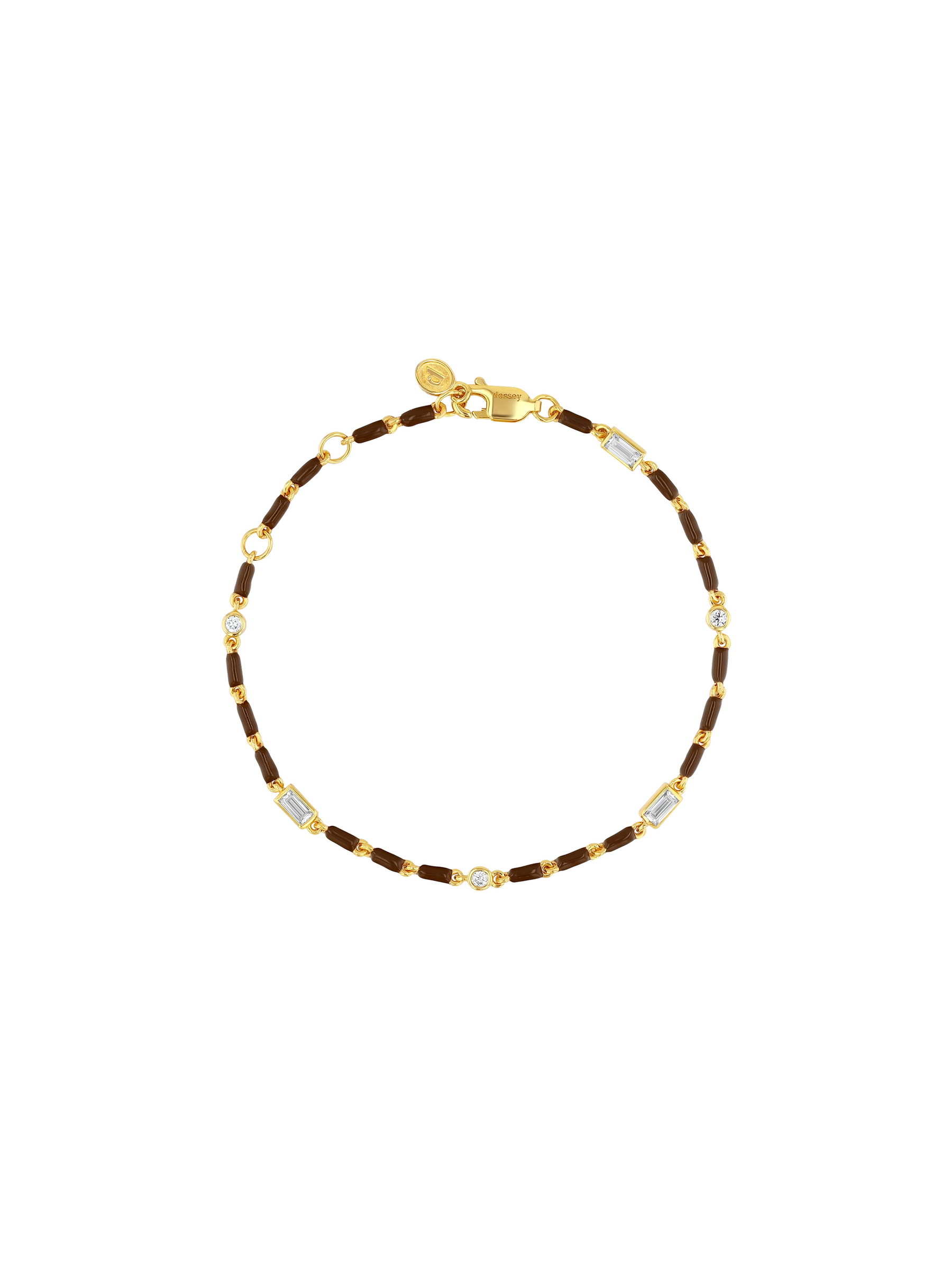 ENAMEL MOISSANITE BRACELET IN MARRON, 18K GOLD VERMEIL