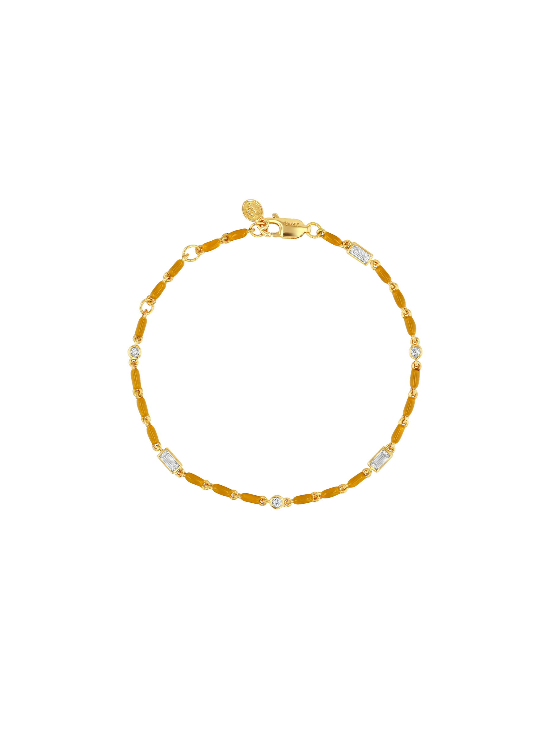 ENAMEL MOISSANITE BRACELET IN MOUTARDE, 18K GOLD VERMEIL