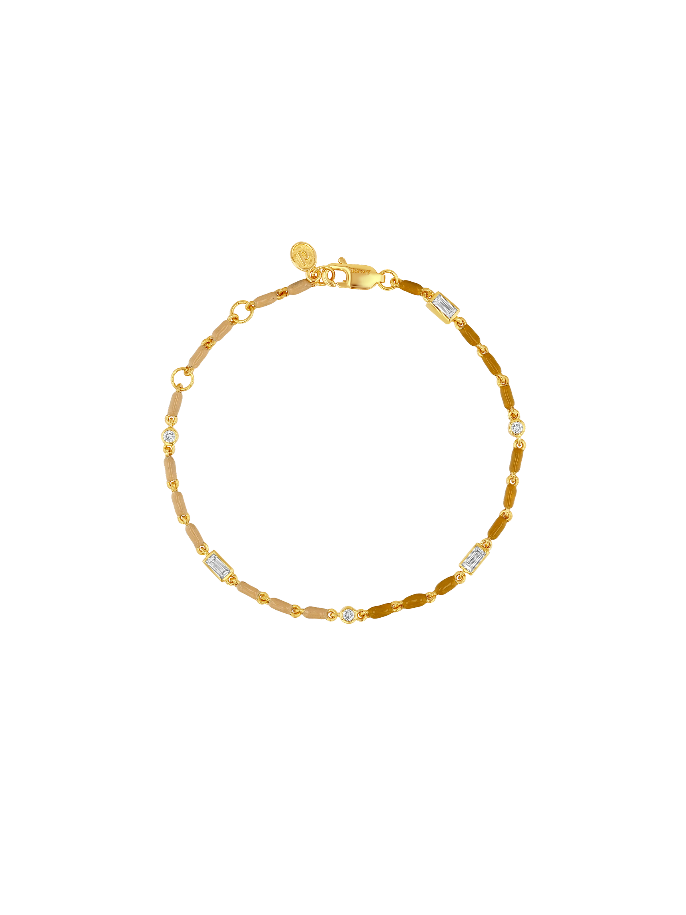 ENAMEL MOISSANITE BRACELET IN NATUREL, 18K GOLD VERMEIL