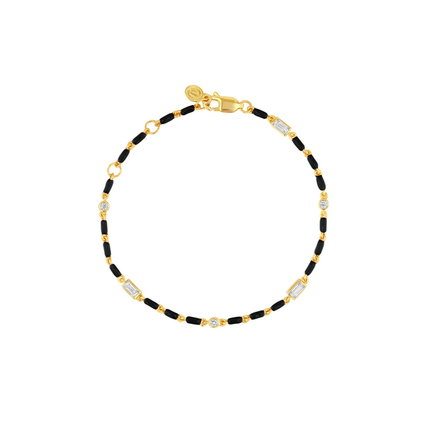 ENAMEL MOISSANITE BRACELET IN NOIR, 18K GOLD VERMEIL – Dorsey