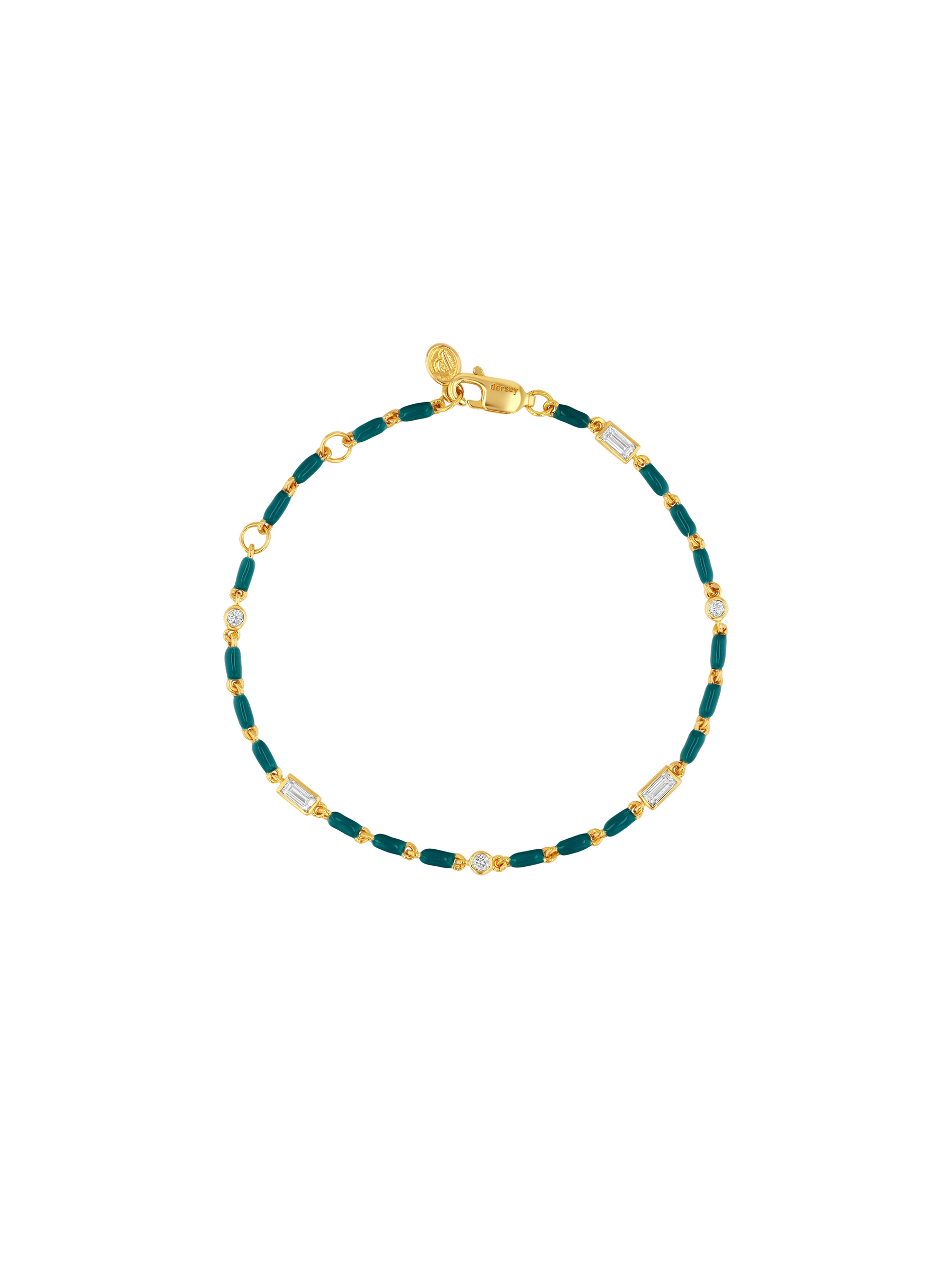 ENAMEL MOISSANITE BRACELET IN SARCELLE, 18K GOLD VERMEIL