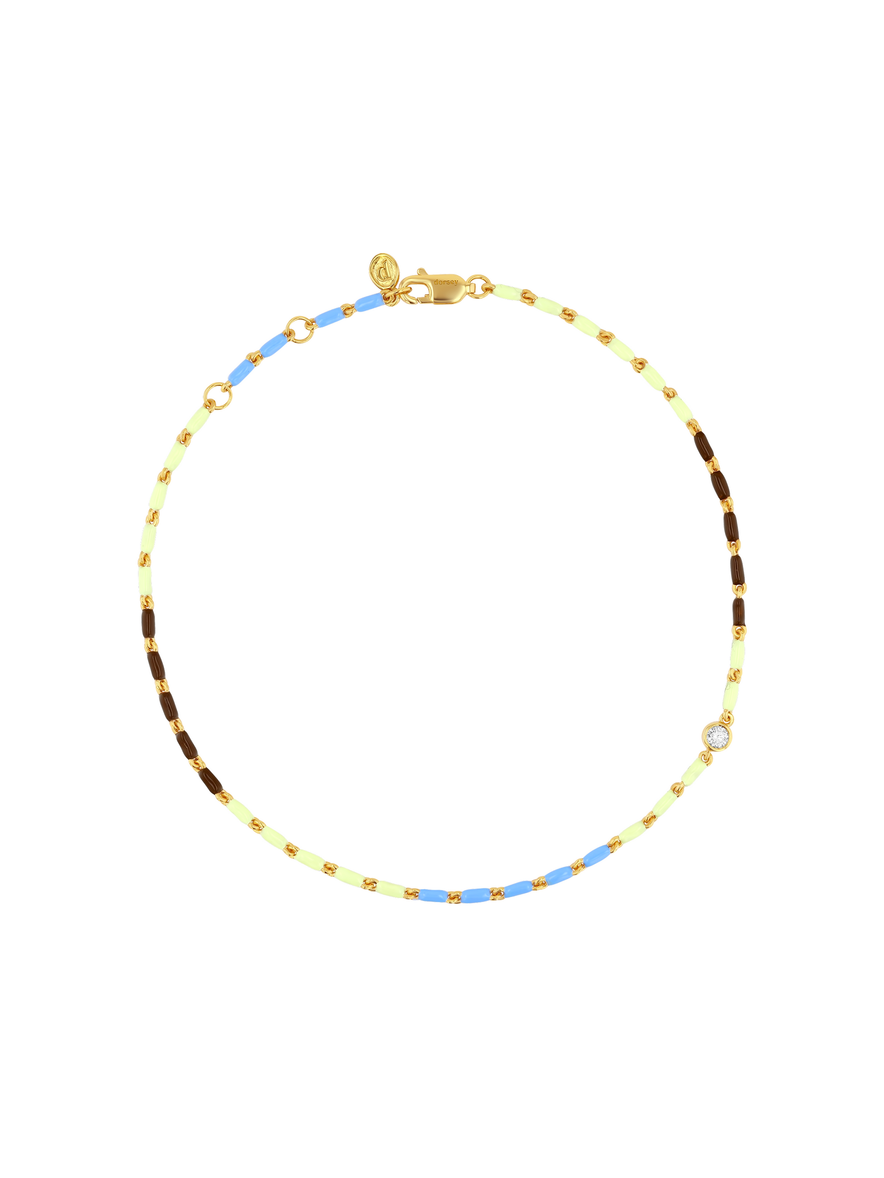 ENAMEL MOISSANITE ANKLET IN LUNE, 18K GOLD VERMEIL