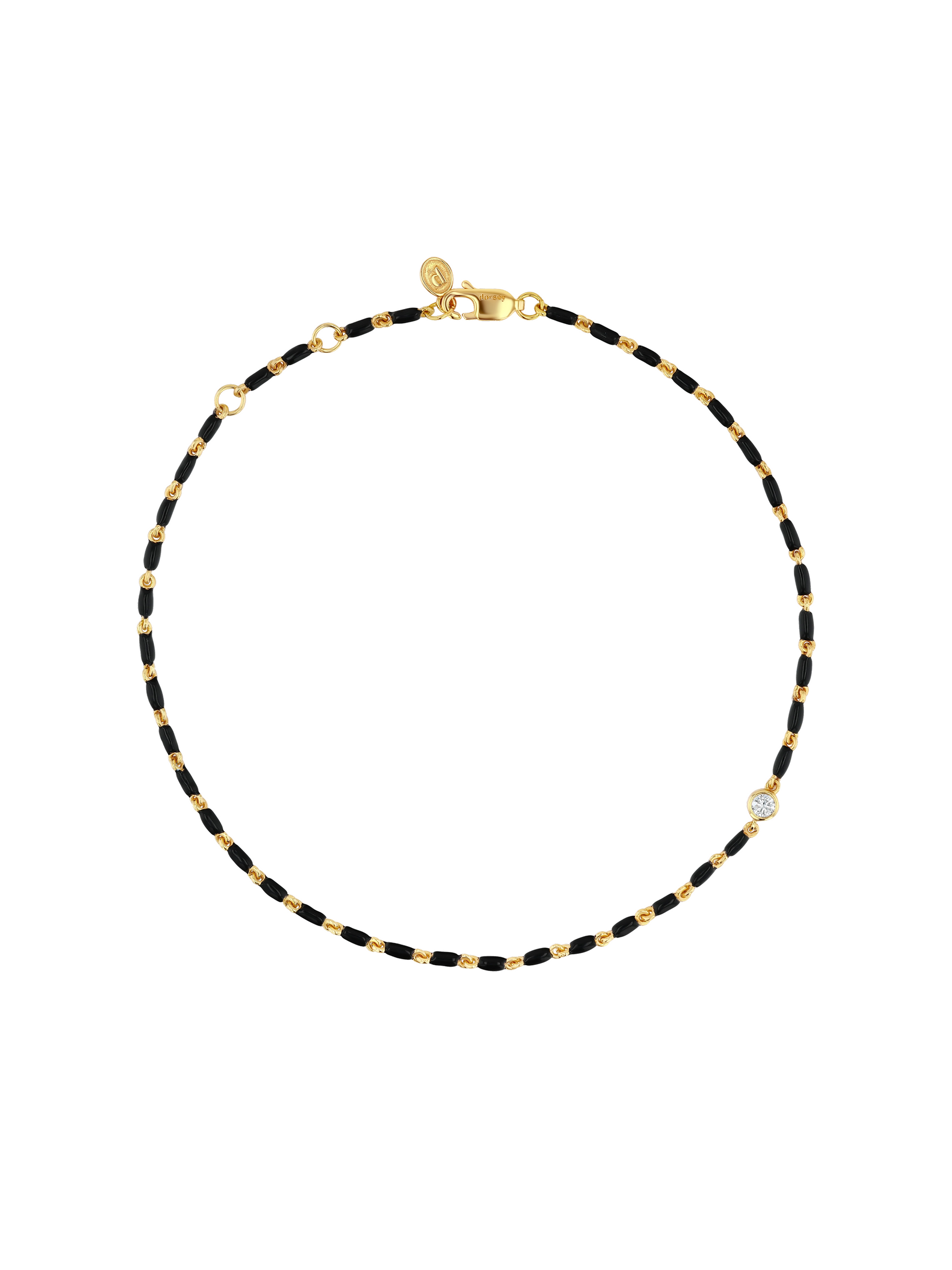 ENAMEL MOISSANITE ANKLET IN NOIR, 18K GOLD VERMEIL