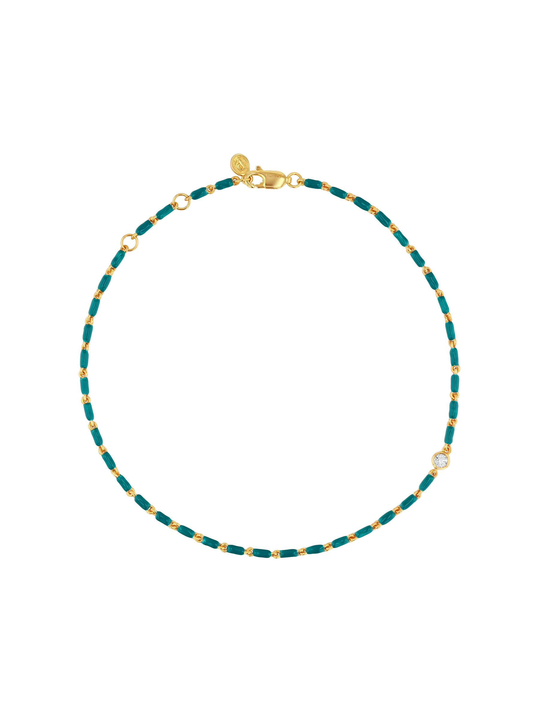 ENAMEL MOISSANITE ANKLET IN SARCELLE, 18K GOLD VERMEIL