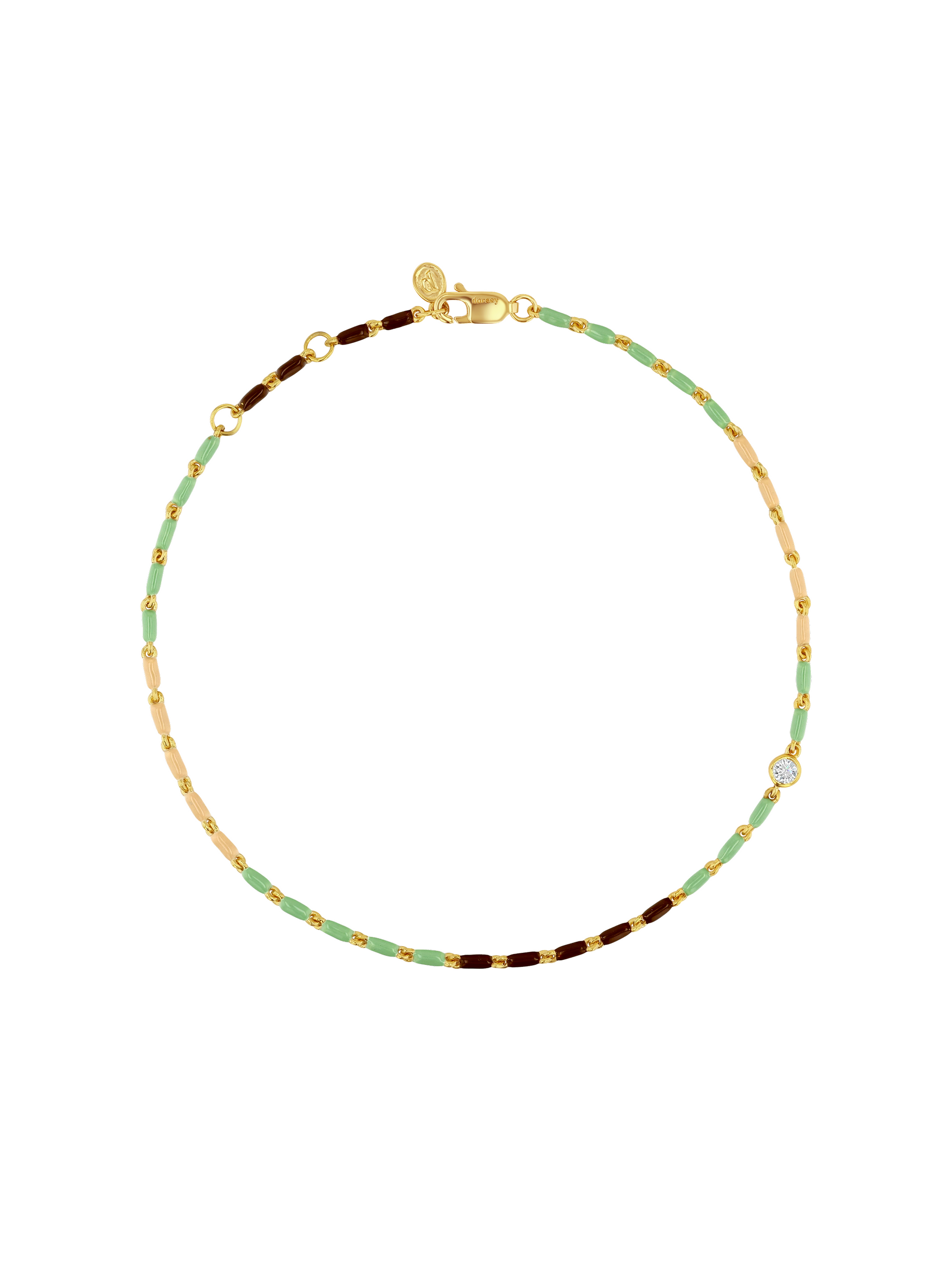 ENAMEL MOISSANITE ANKLET IN TERRE, 18K GOLD VERMEIL
