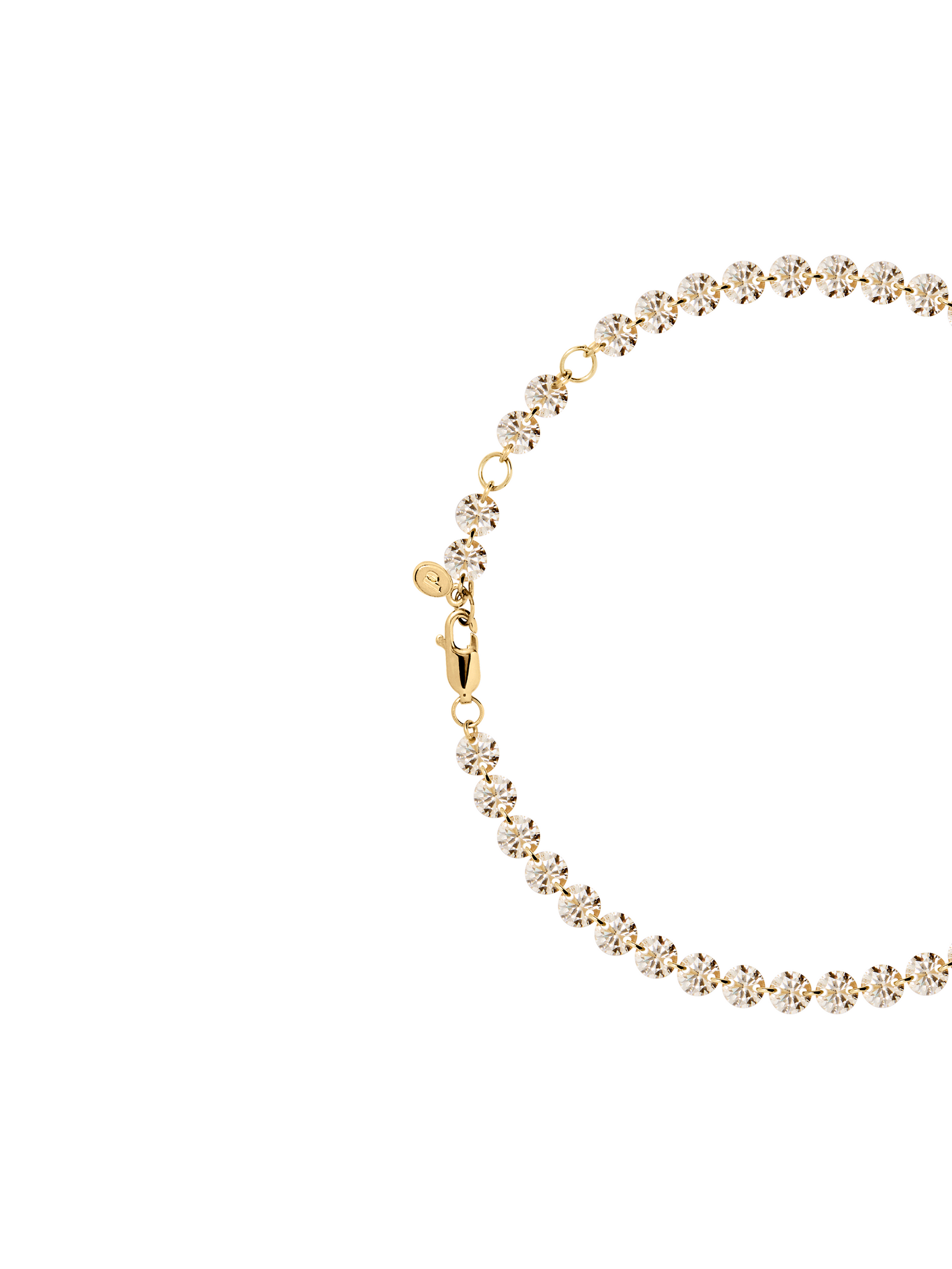 FLOATING ETERNITY ANKLET IN 5MM HONEY MOISSANITE, 18K GOLD VERMEIL