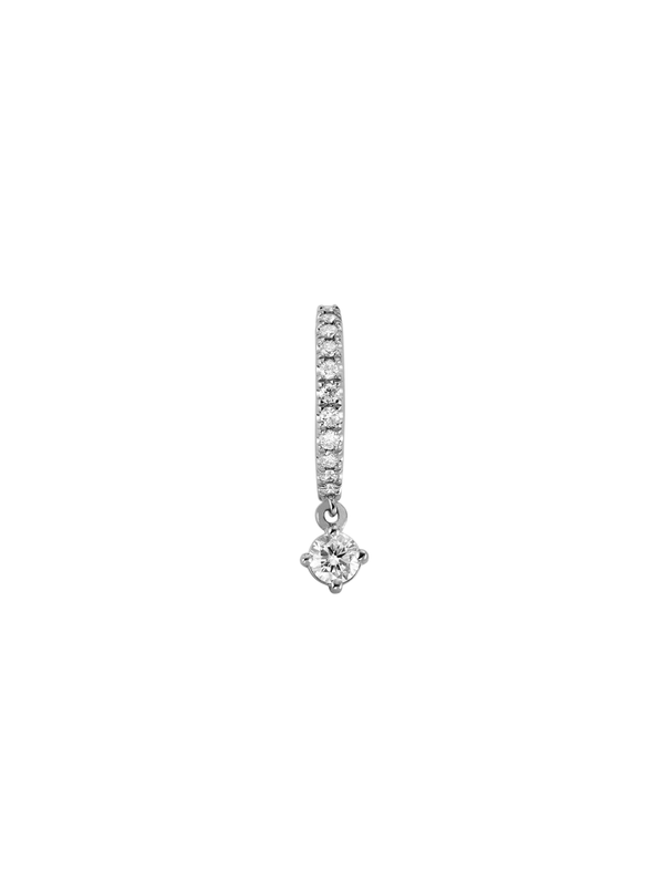 PAVÉ HUGGIE EARRING, ROUND DROP, SILVER