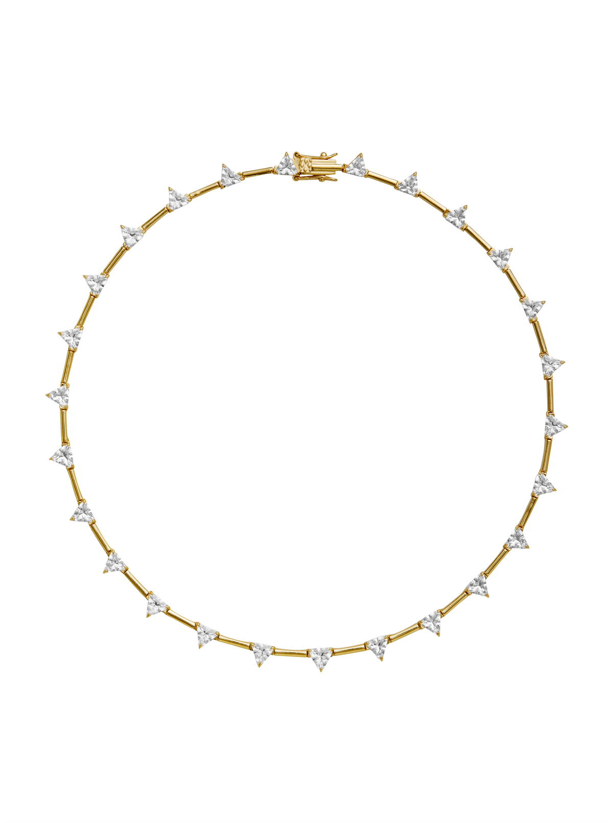 PETITE JULIEN TRILLION CUT, LAB WHITE SAPPHIRE GOLD BAR NECKLACE PETITE JULIEN TRILLION CUT, LAB WHITE SAPPHIRE GOLD BAR NECKLACE