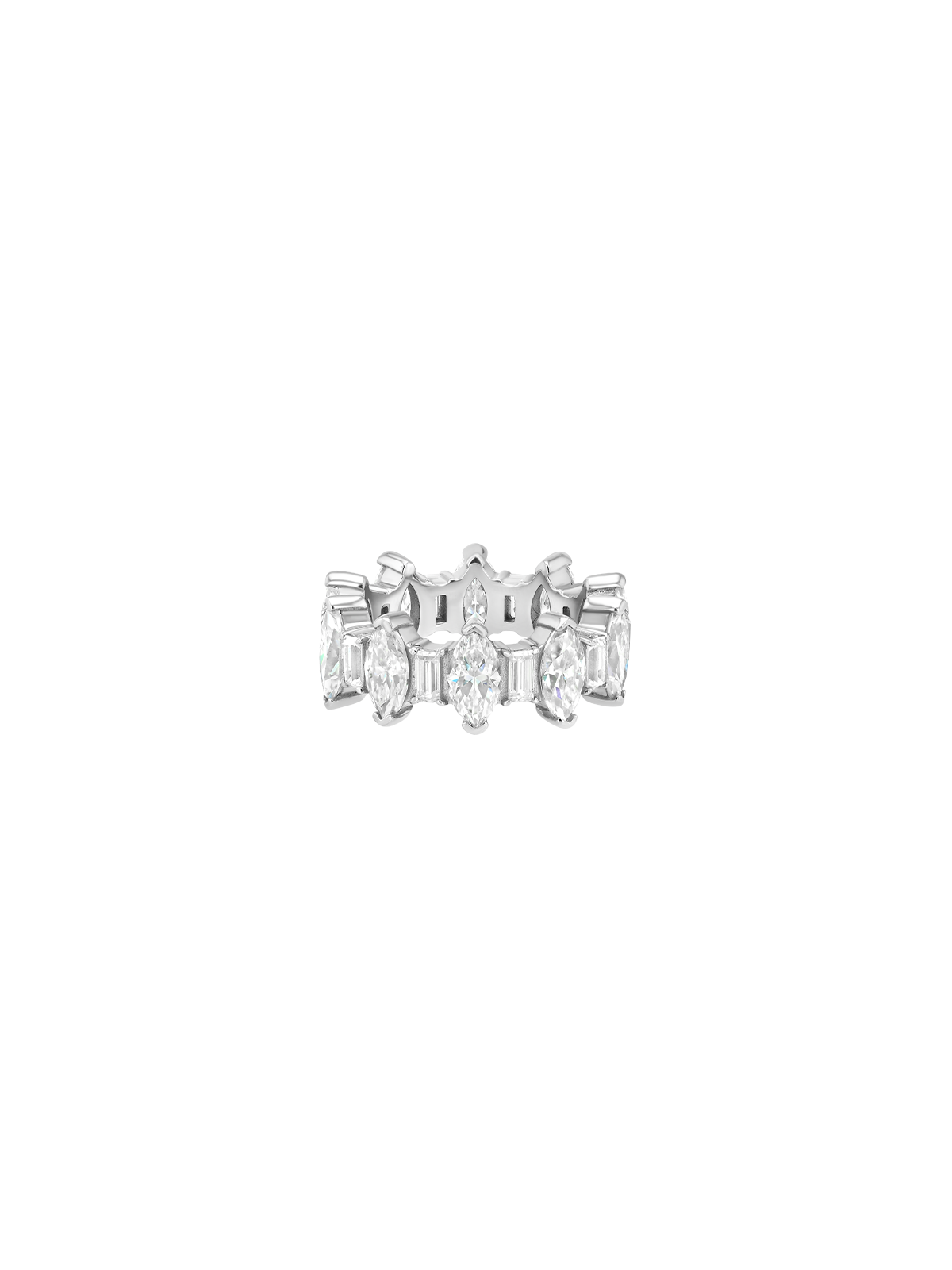 MARQUISE AND BAGUETTE ETERNITY BAND IN MOISSANITE, STERLING SILVER