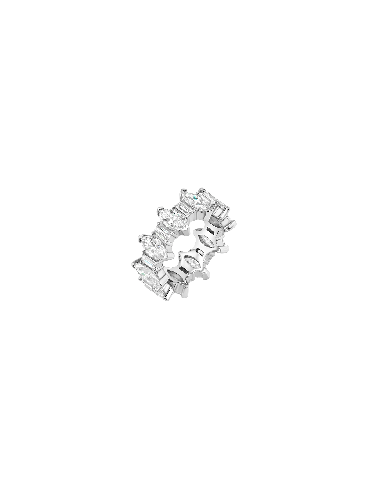 MARQUISE AND BAGUETTE ETERNITY BAND IN MOISSANITE, STERLING SILVER