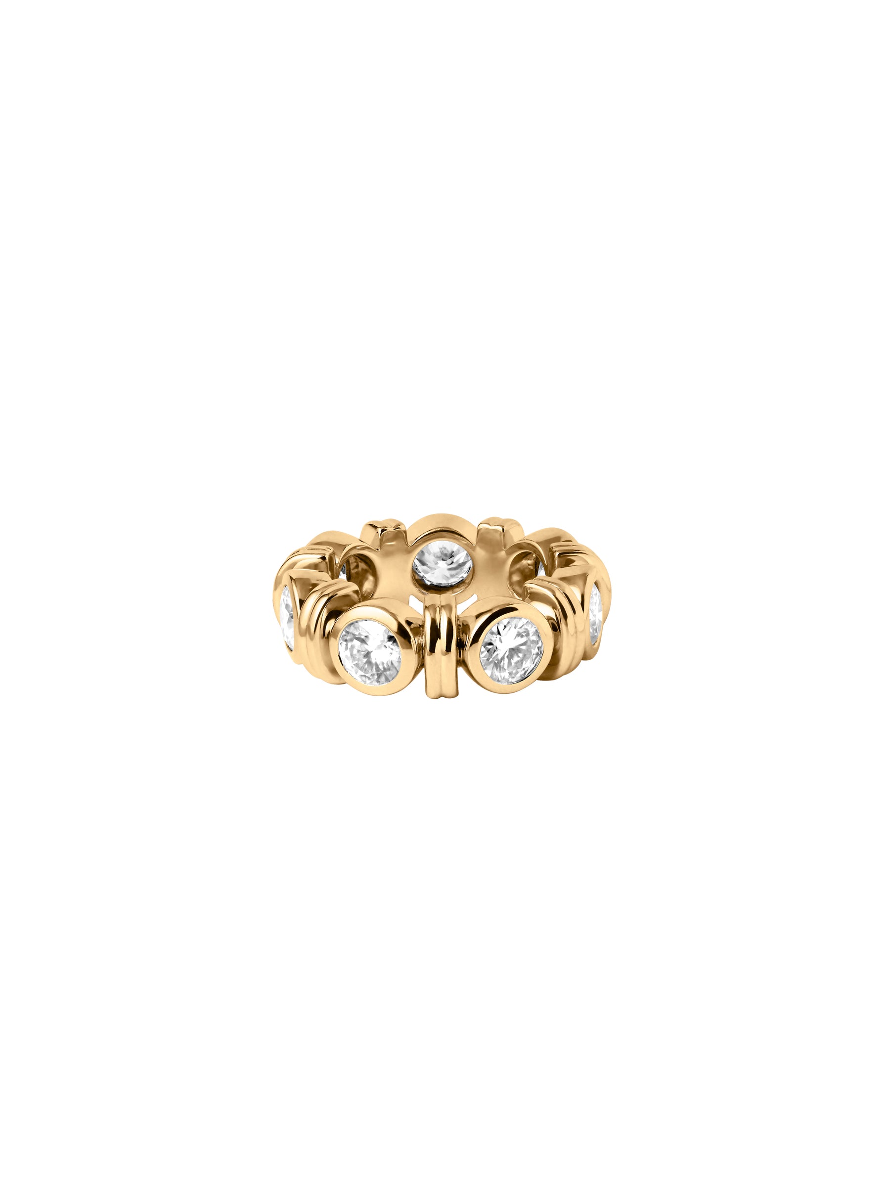 RHEN ROUND-CUT RING MOISSANITE, 18K GOLD VERMEIL