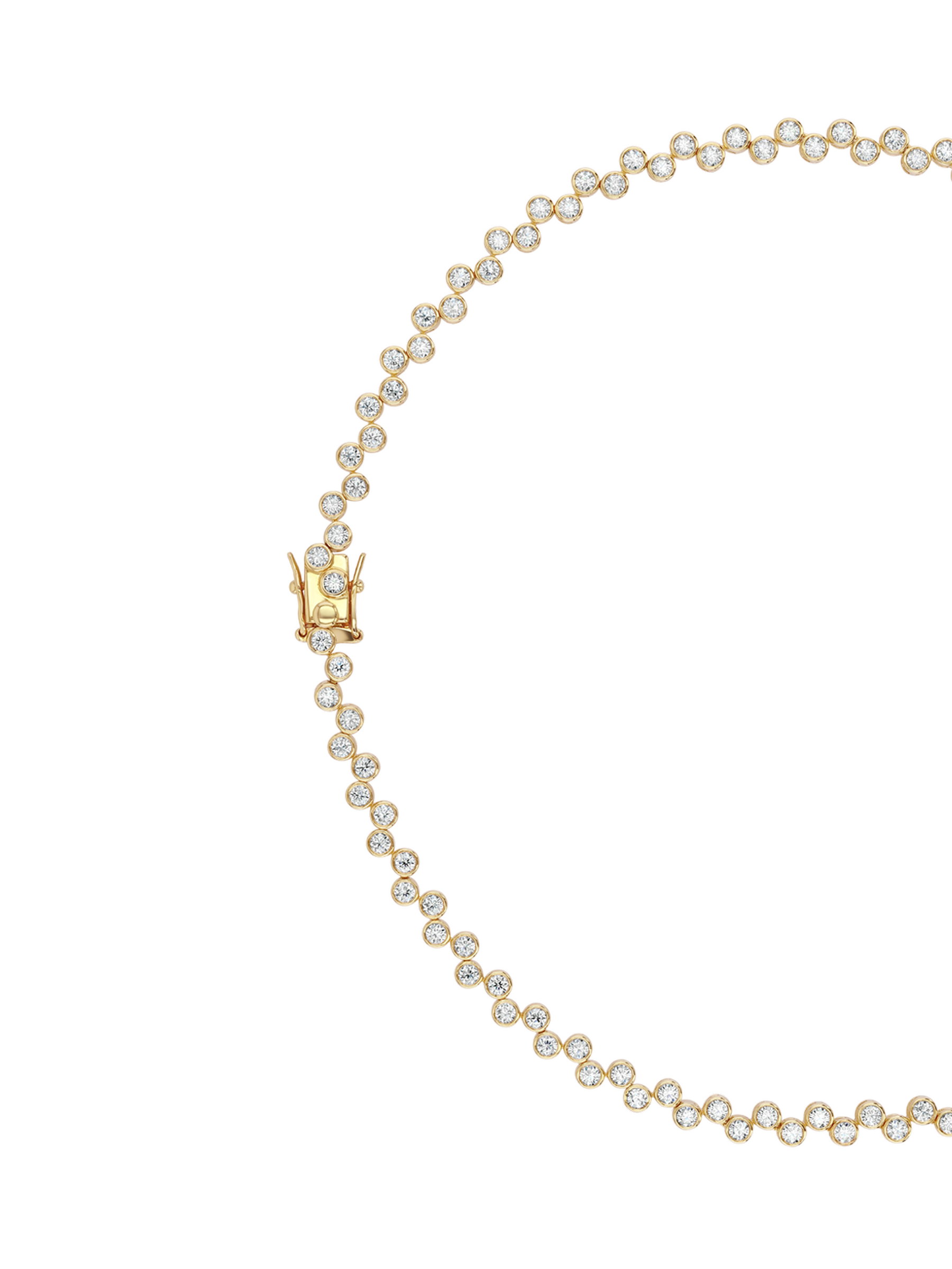 ROMY BEZEL RIVIÈRE NECKLACE IN MOISSANITE, GOLD VERMEIL
