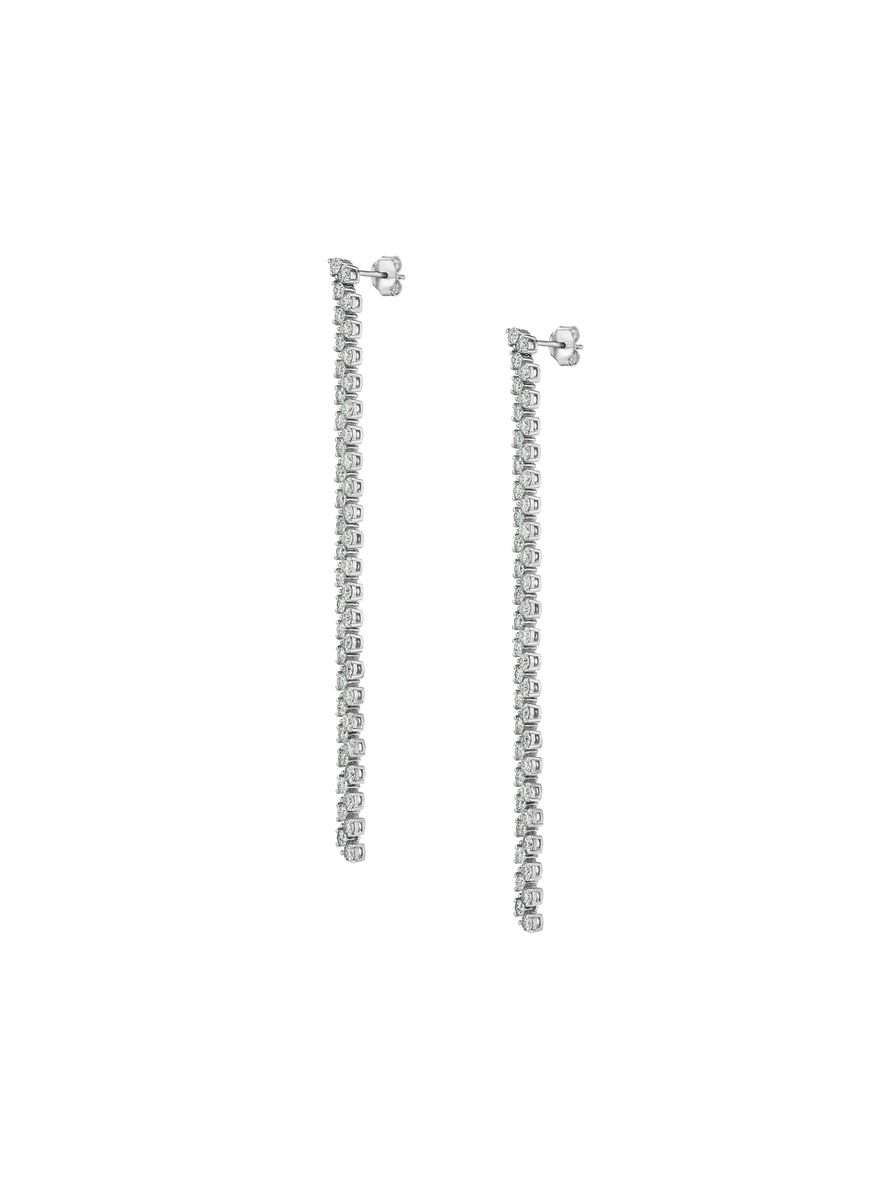 ROMY LONG RIVIÈRE EARRINGS IN MOISSANITE, STERLING SILVER