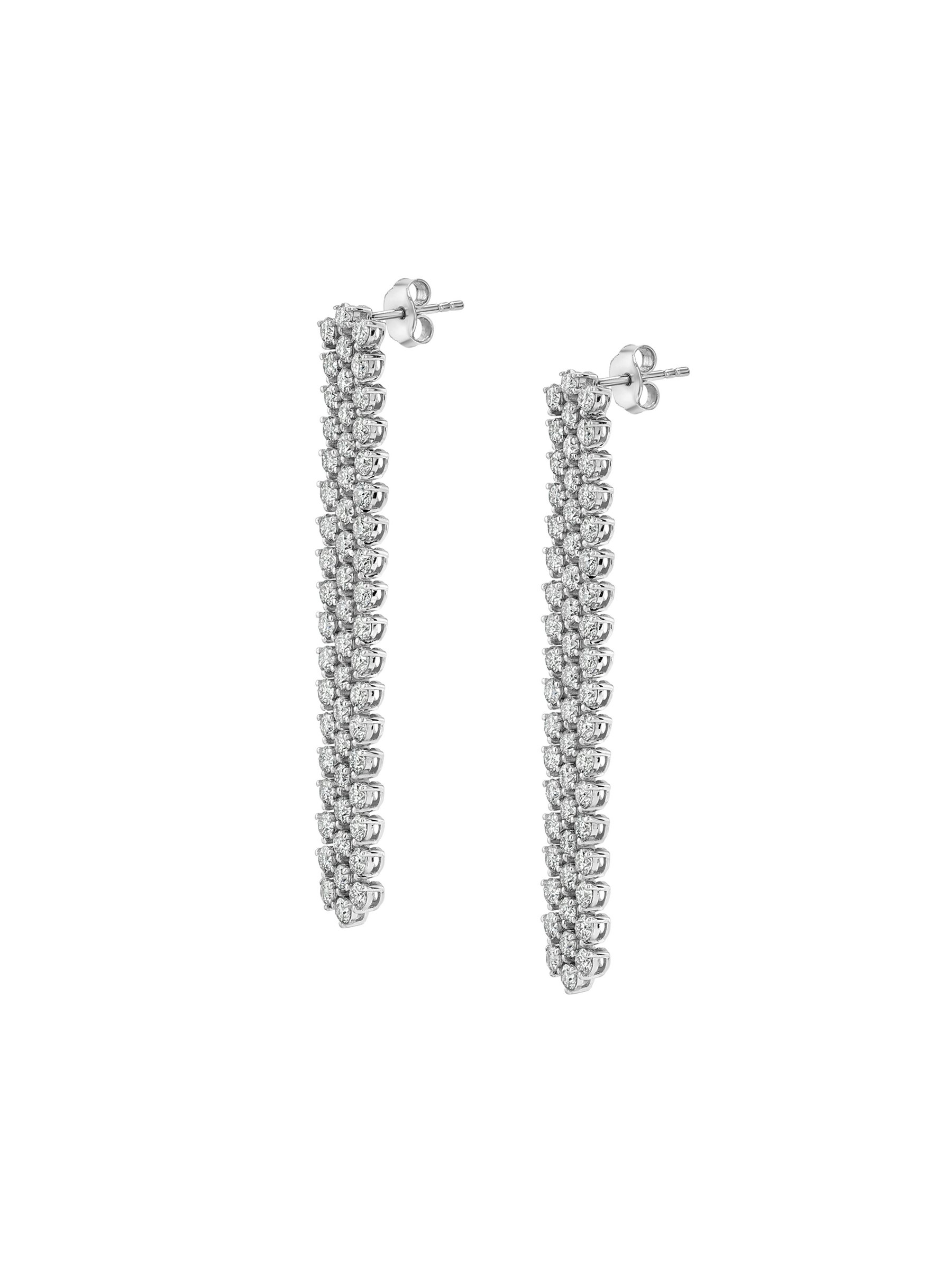 ROMY THREE-ROW RIVIÈRE EARRINGS IN MOISSANITE, STERLING SILVER