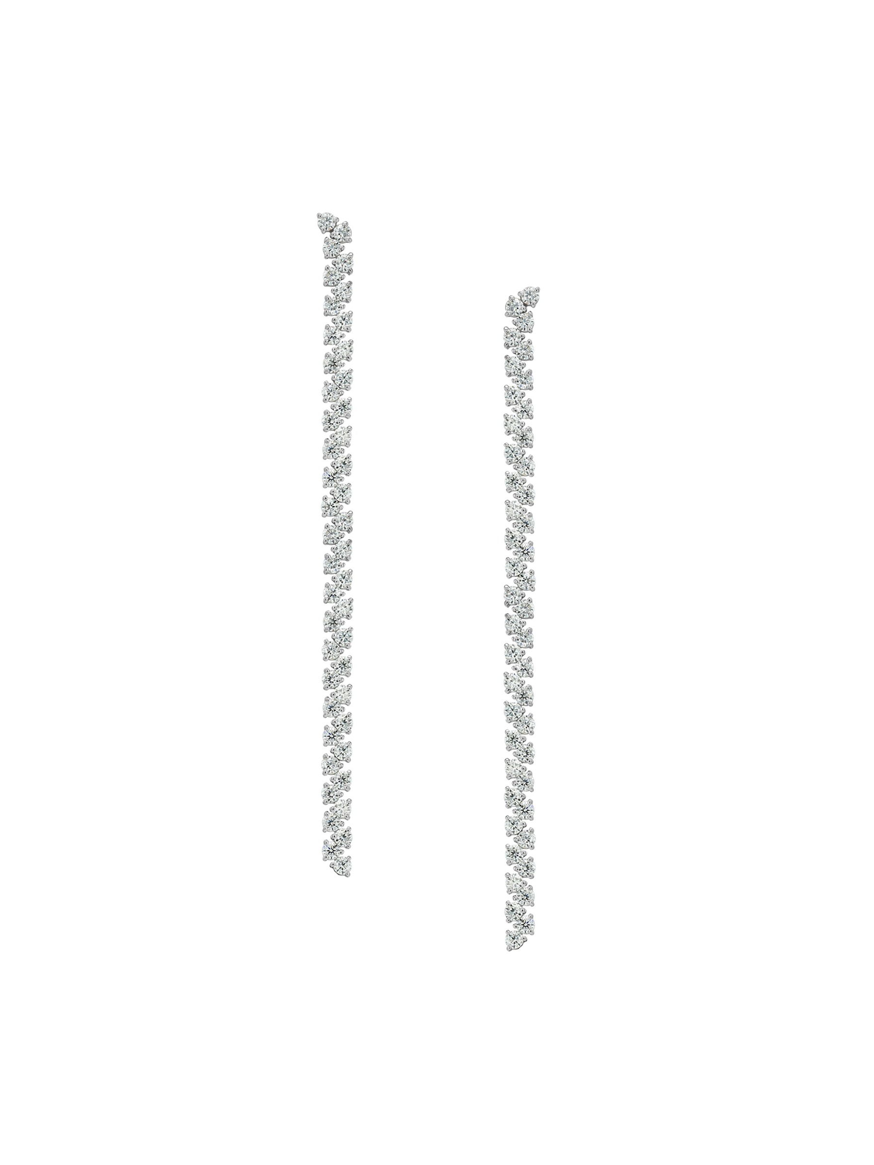 ROMY LONG RIVIÈRE EARRINGS IN MOISSANITE, STERLING SILVER