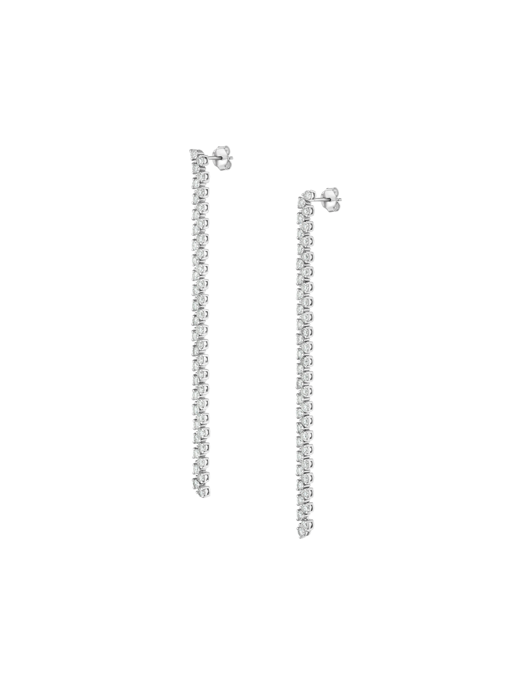 ROMY LONG RIVIÈRE EARRINGS IN MOISSANITE, STERLING SILVER