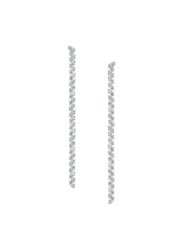 ROMY LONG RIVIÈRE EARRINGS IN MOISSANITE, STERLING SILVER