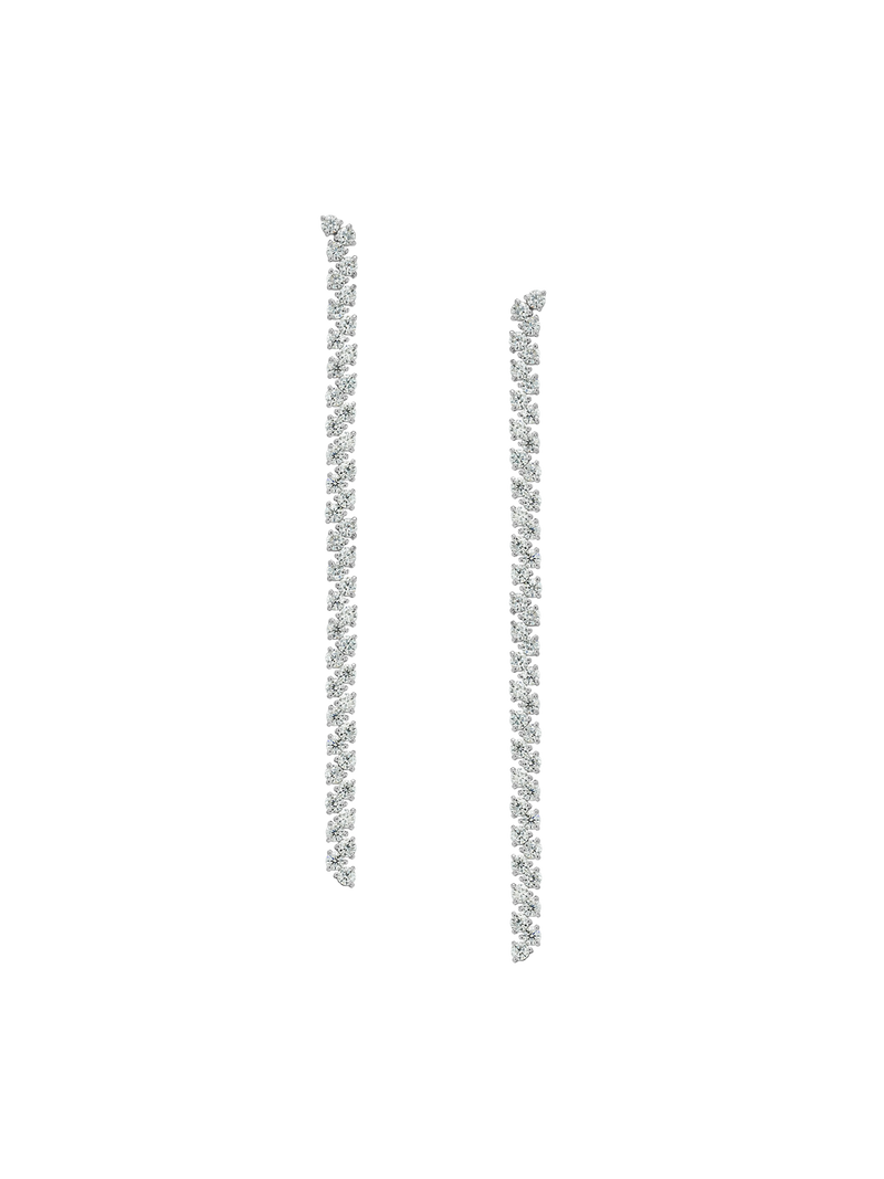 ROMY LONG RIVIÈRE EARRINGS IN MOISSANITE, STERLING SILVER
