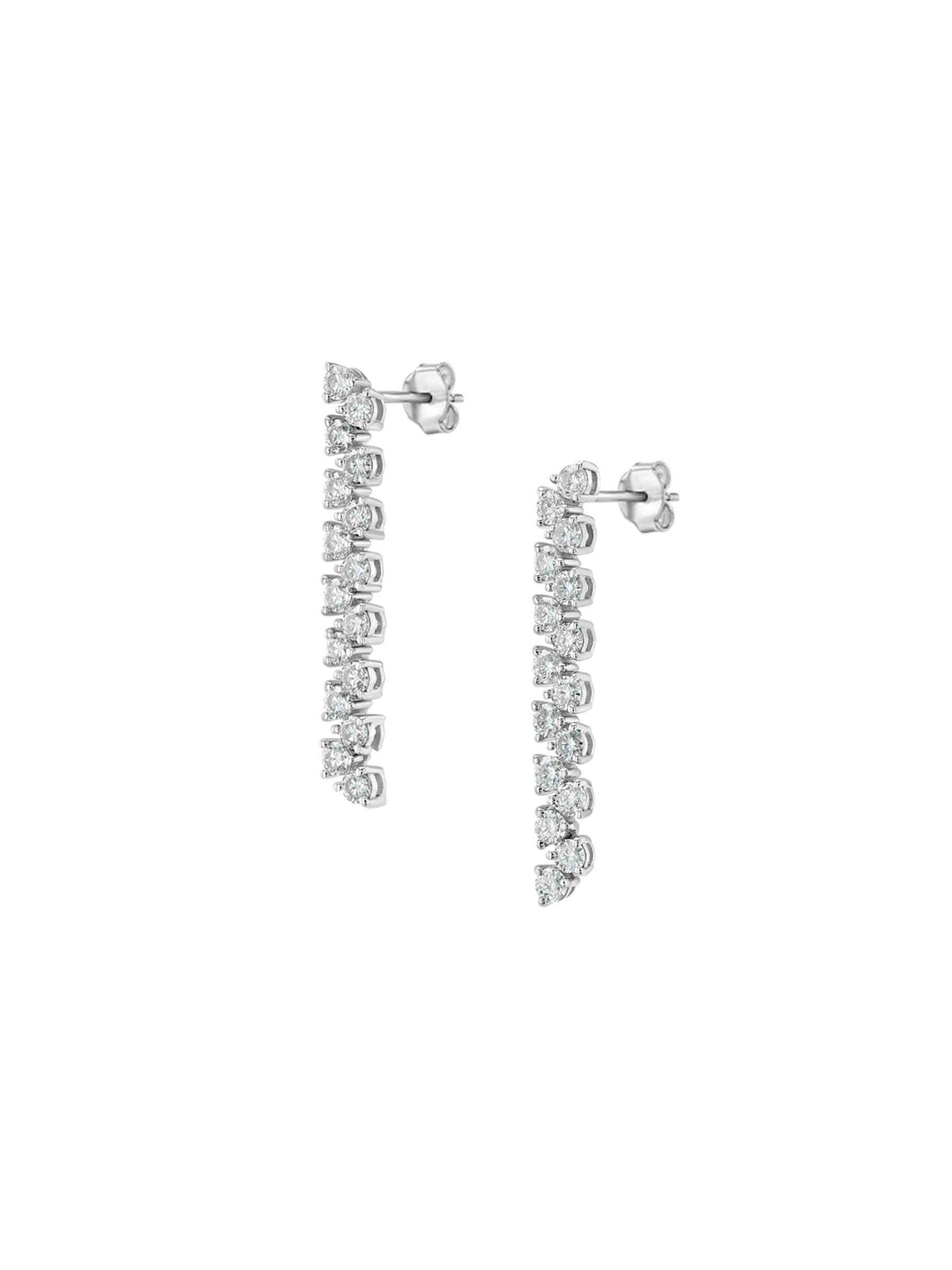ROMY SHORT RIVIÈRE EARRINGS IN MOISSANITE, STERLING SILVER