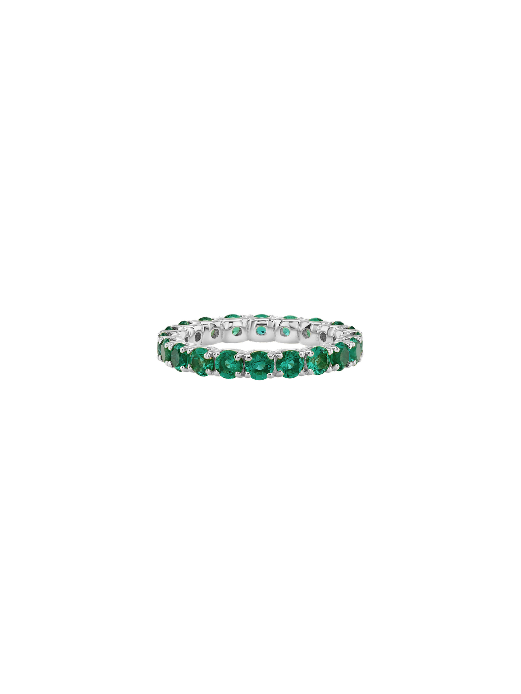 ROUND-CUT ETERNITY BAND IN DEEP LAB EMERALD, STERLING SILVER