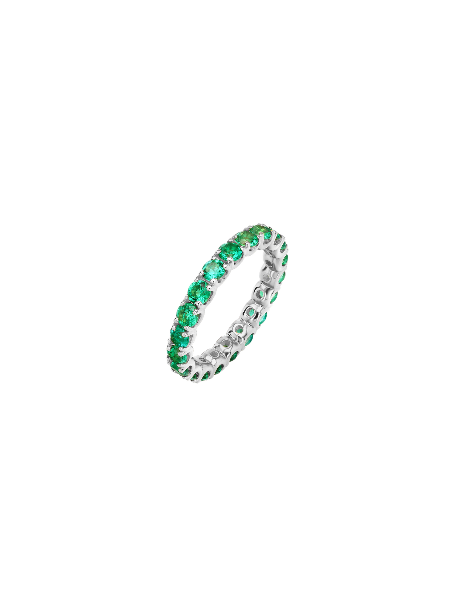 ROUND-CUT ETERNITY BAND IN LAB EMERALD, STERLING SILVER
